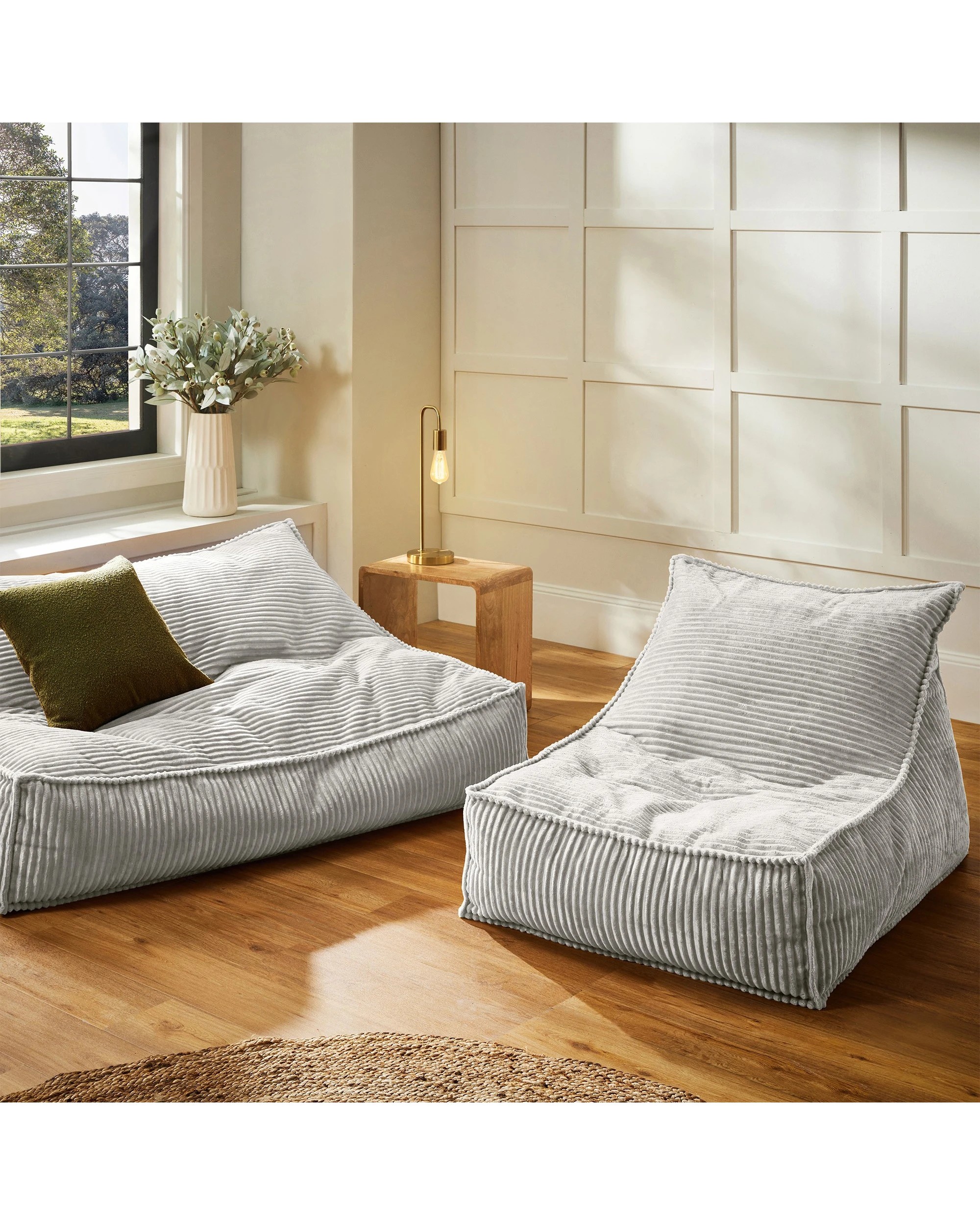 7 Cadence & Co. Wilde Ribbed Luxe Fleece Bean Bag Lounge Cover - Silver Grey, 7 of 7