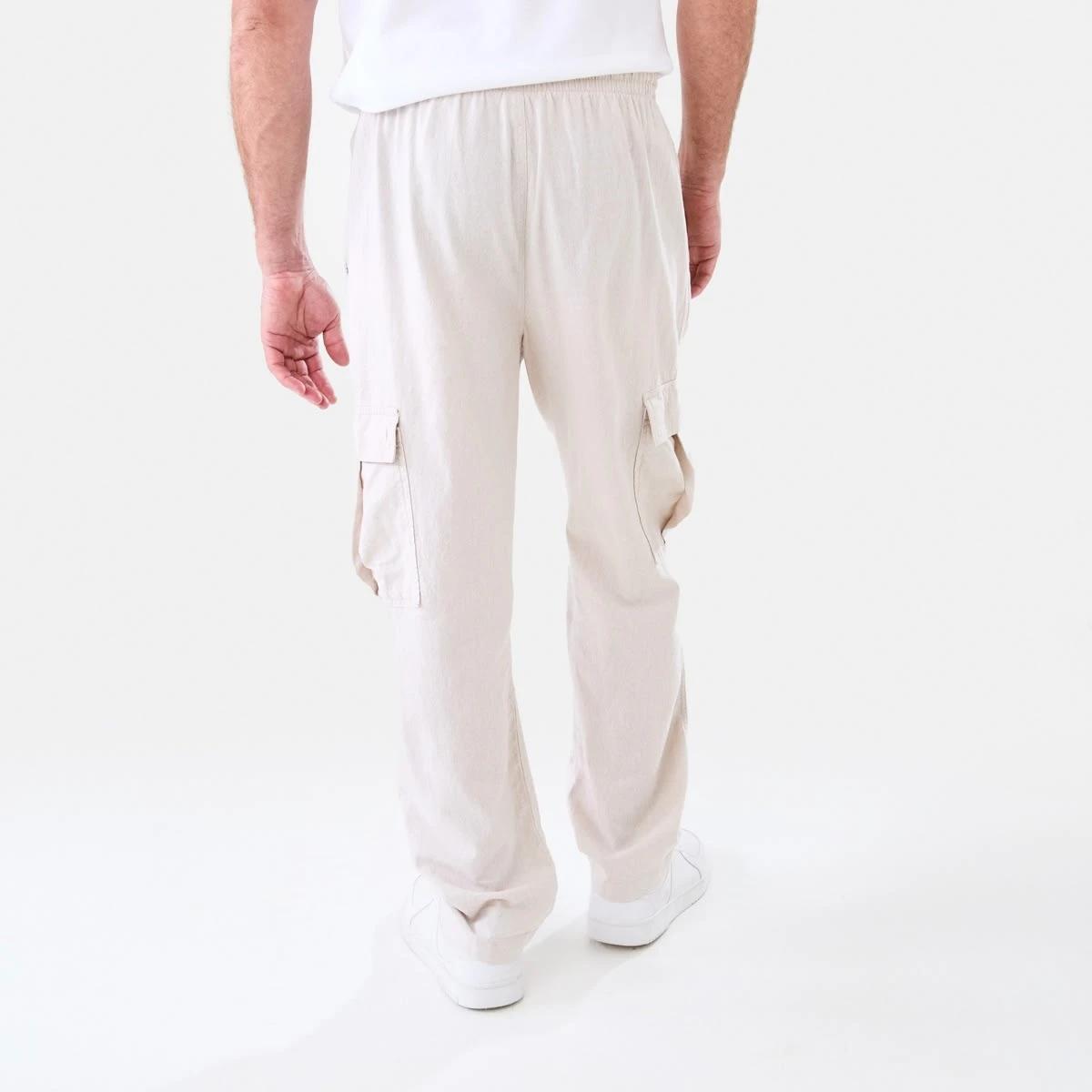 3 Linen Cargo Pants Bge Ntural, 3 of 6
