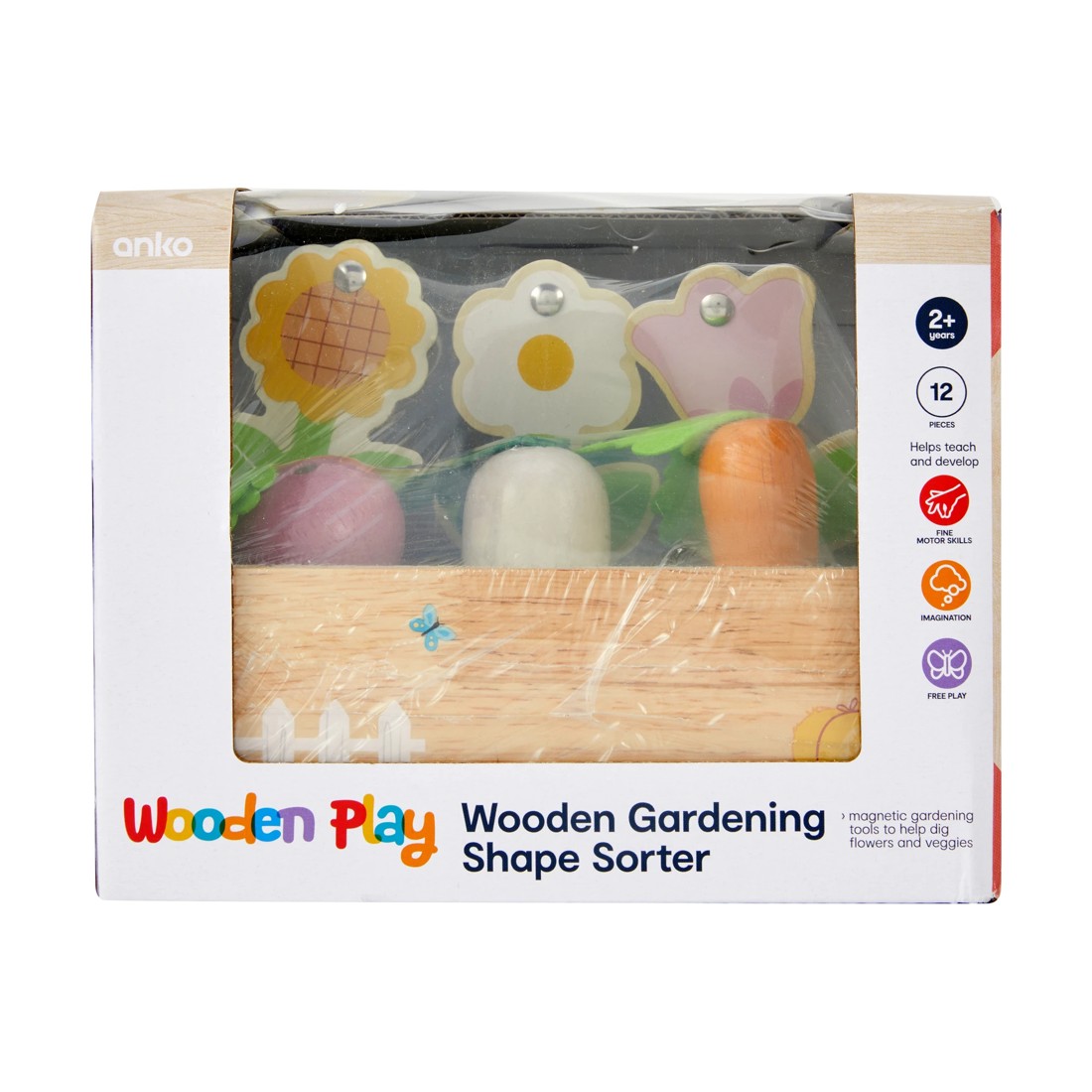 9 12 Piece Wooden Gardening Shape Sorter Playset, 9 of 10