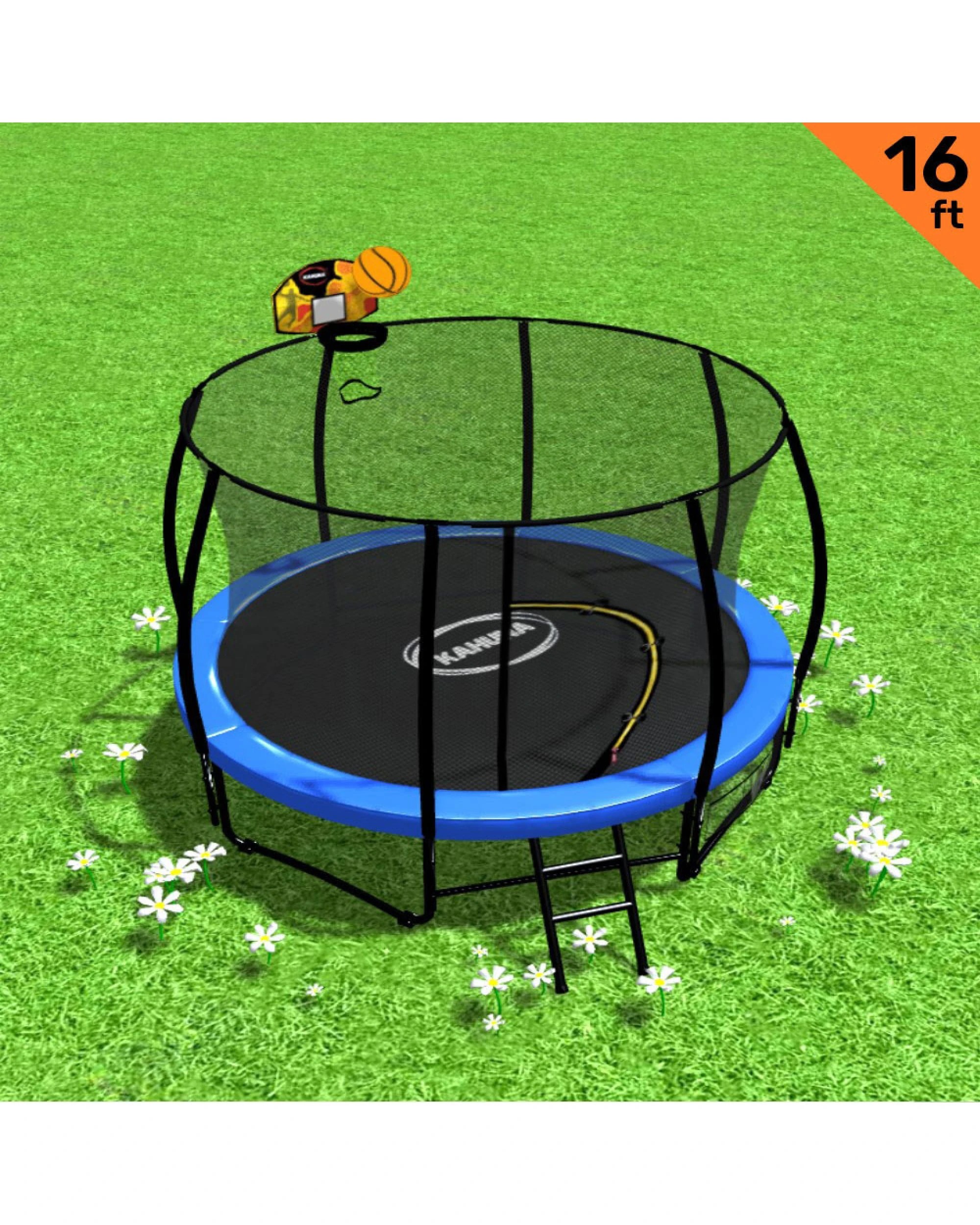 2 Kahuna 14ft Trampoline with Basketball Set in Blue, 2 of 4