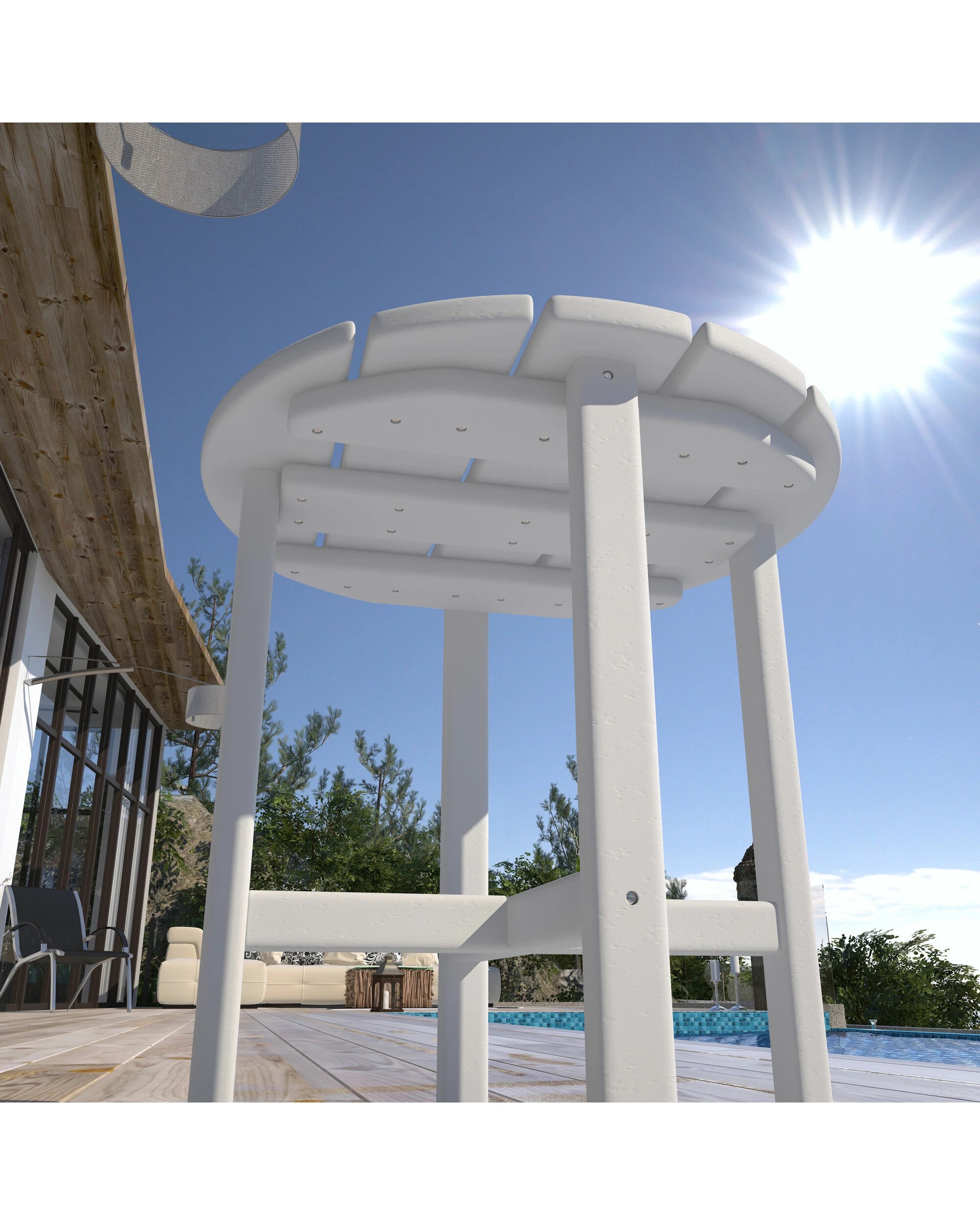 4 EHOMMATE Outdoor HDPE Roundtop Side Table - White - White, 4 of 8