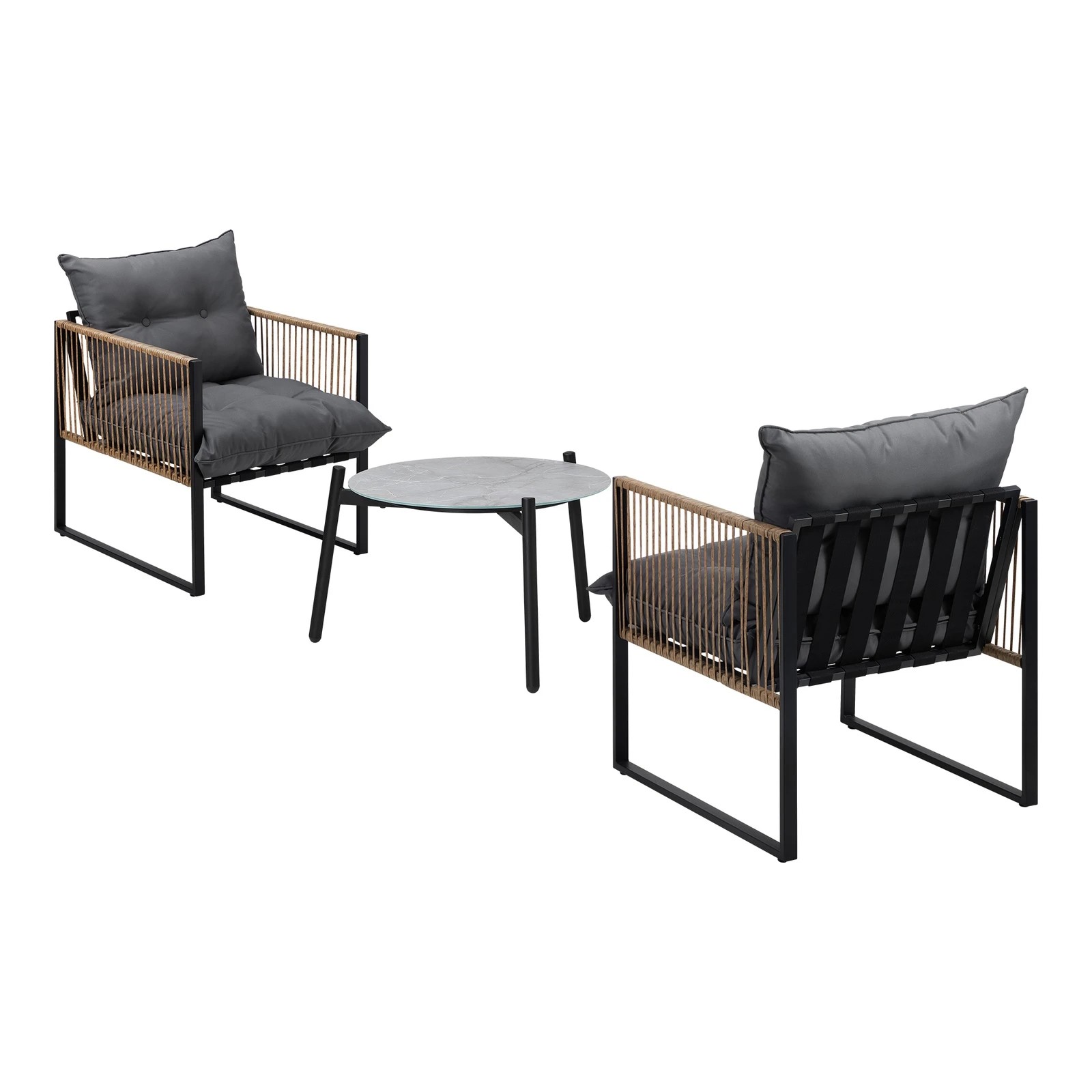 7 Livsip Outdoor Patio Set Furniture Grey 50cm Coffee Table Rattan Chairs 3pcs
 - Multi, 7 of 10