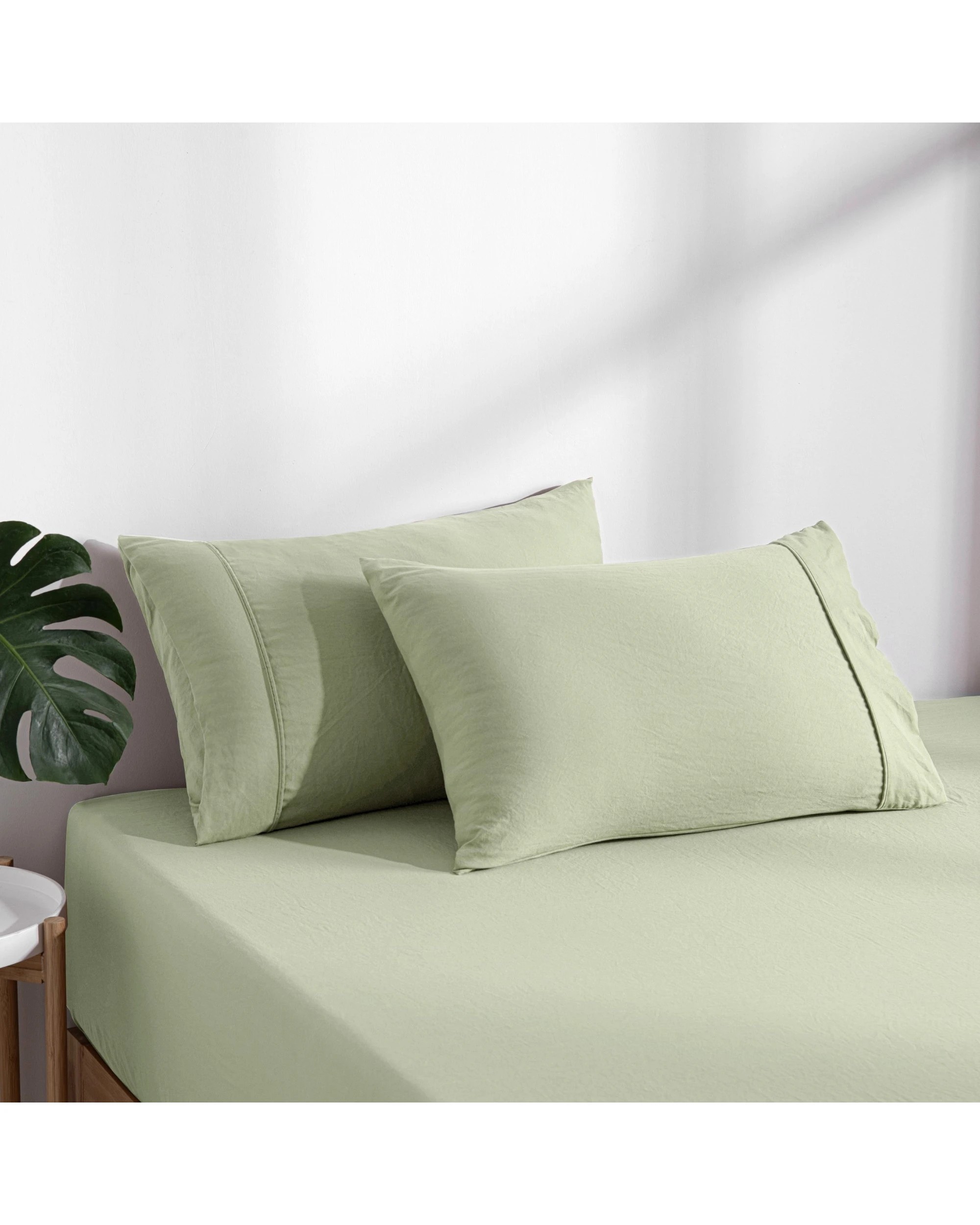 3 Dreamaker Superfine Washed Microfibre Combo Fitted Sheet Set - Double Bed - Sage Green, 3 of 8