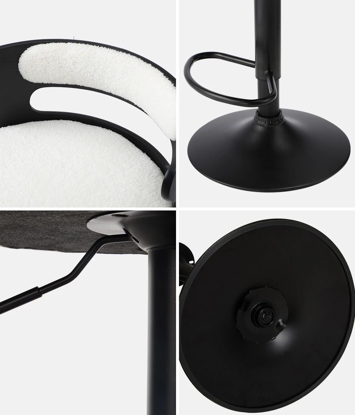 4 Oikiture 2x Bar Stools Kitchen Gas Lift Swivel Chairs Stool Wooden Boucle
 - White, 4 of 9