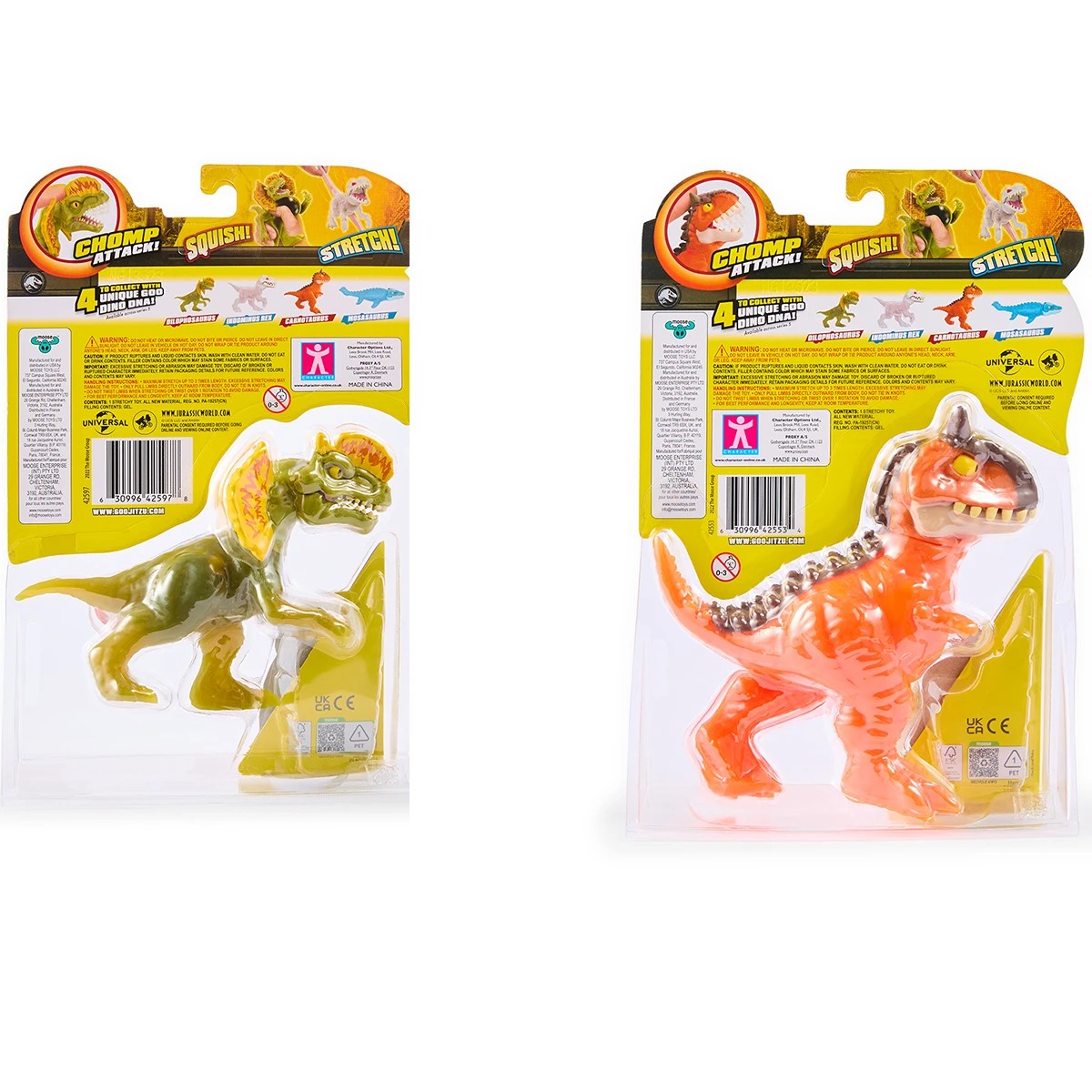6 Heroes of Goo Jit Zu Jurassic World with Chomp Action, Stretches up to 3 Times Its Size - Assorted, 6 of 7
