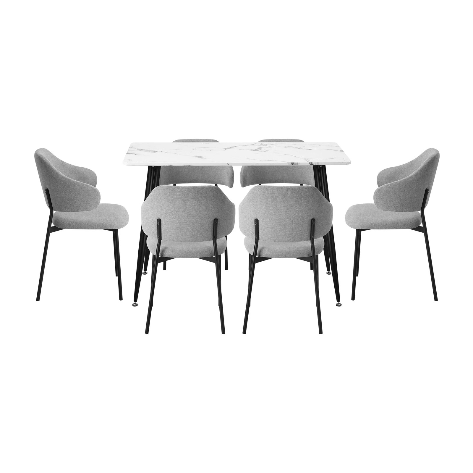 7 Oikiture 120cm Rectangle Dining Table With 6pcs Dining Chairs Fabric
 - Multi, 7 of 10