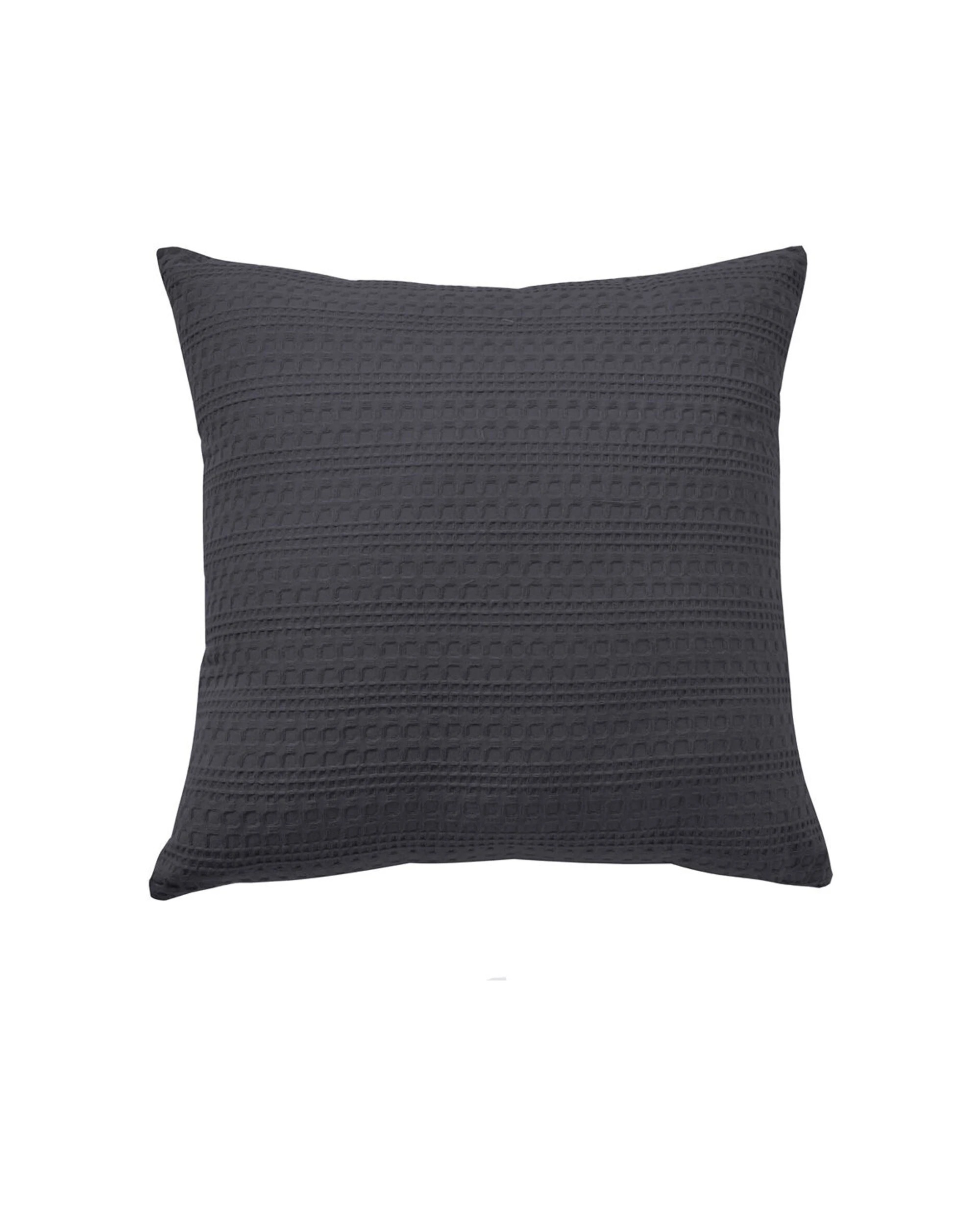 1 Bianca Kahlani Square Charcoal Polyester Cushion Waffle Jacquard 43x43cm - Black, 1 of 1