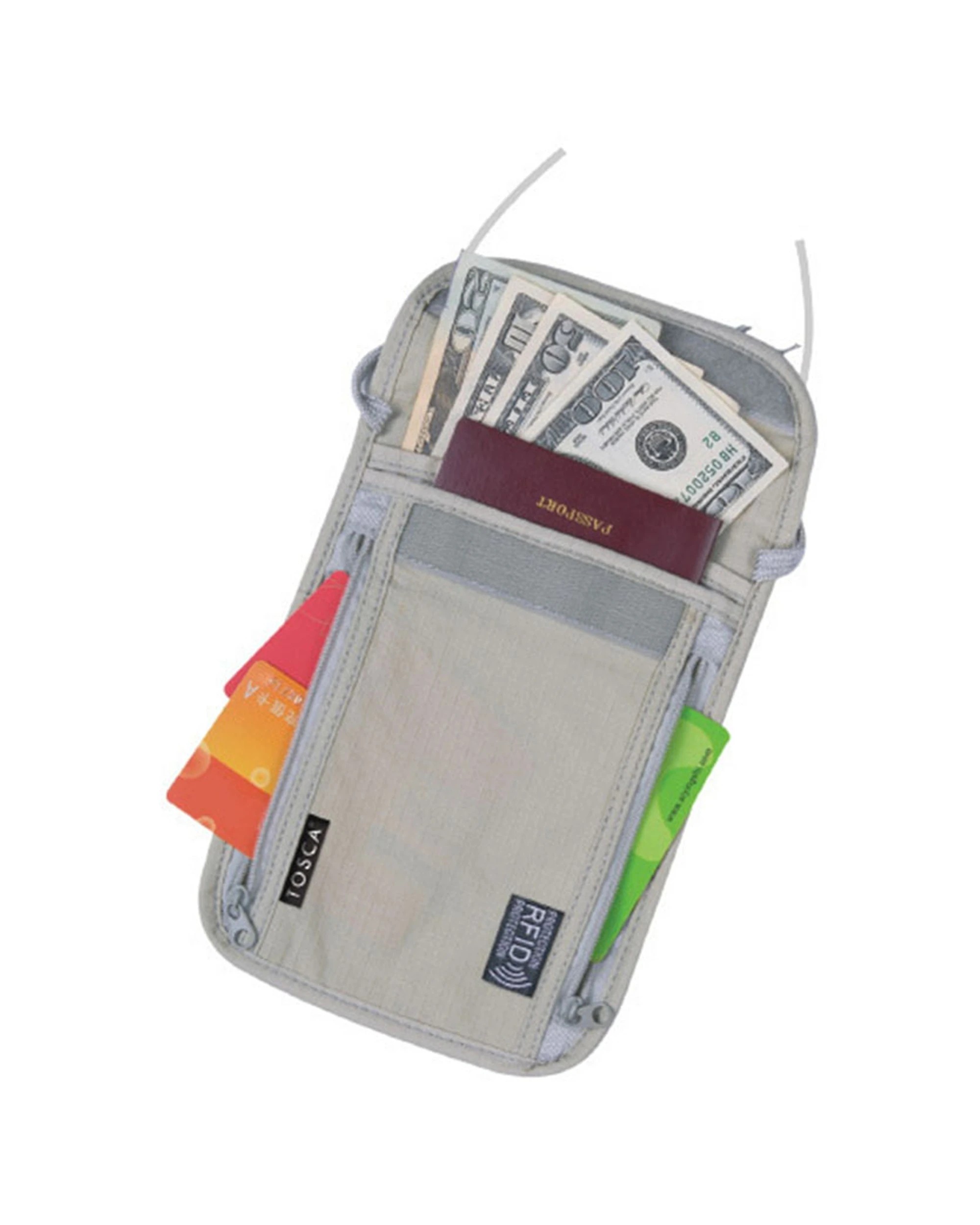1 Tosca Rfid Blocking Safety Travel Security Neck Pouch - Grey, 1 of 1