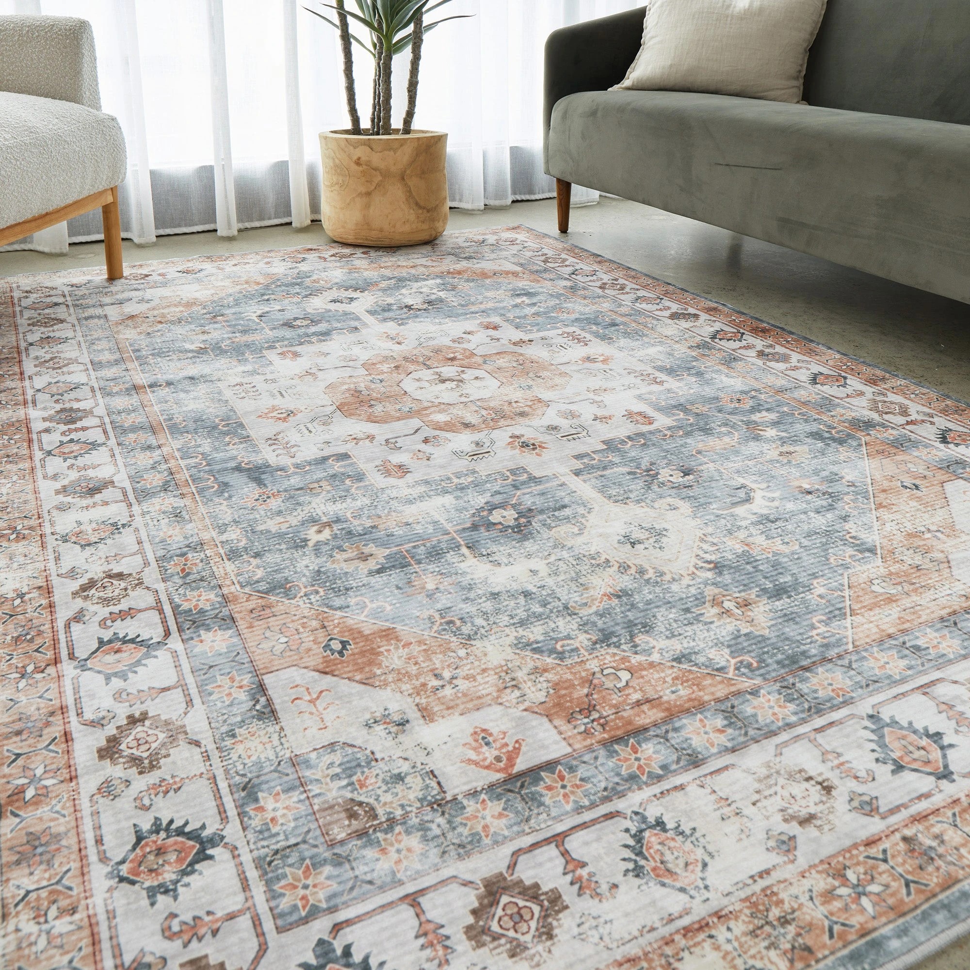 2 Common Ground Rugs Vitality Dawn 270x180cm - Large Washable Pet Friendly Rug - Blue, 2 of 9