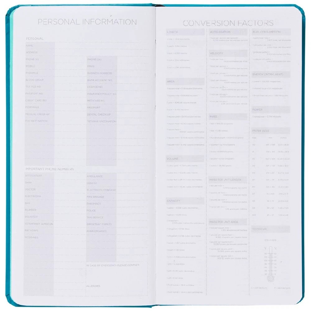 3 Keji Slim Week to View Undated Diary Teal, 3 of 6