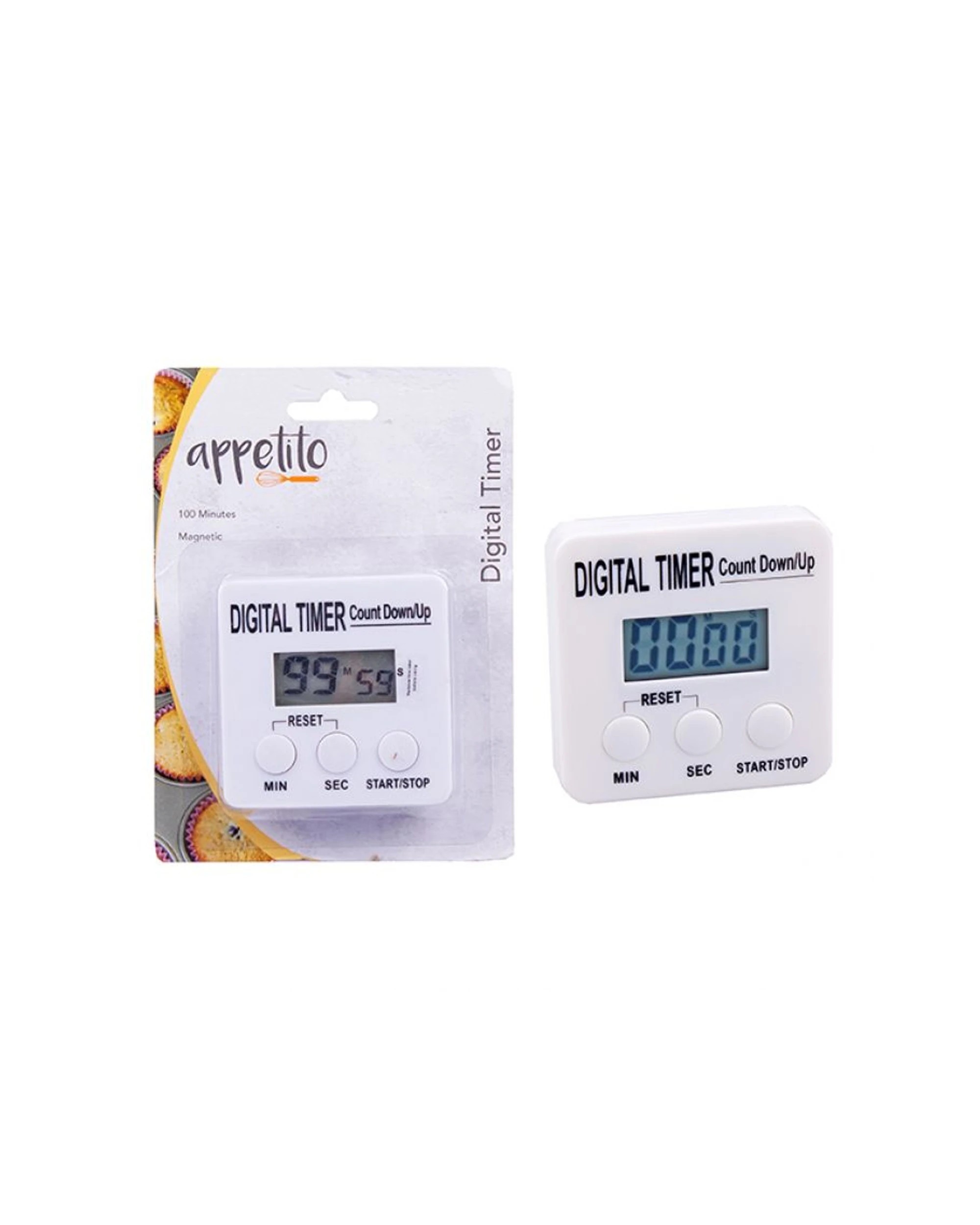 1 Appetito Digital Timer 100 Minutes Kitchen Timer With Magnetic Stand - White, 1 of 1