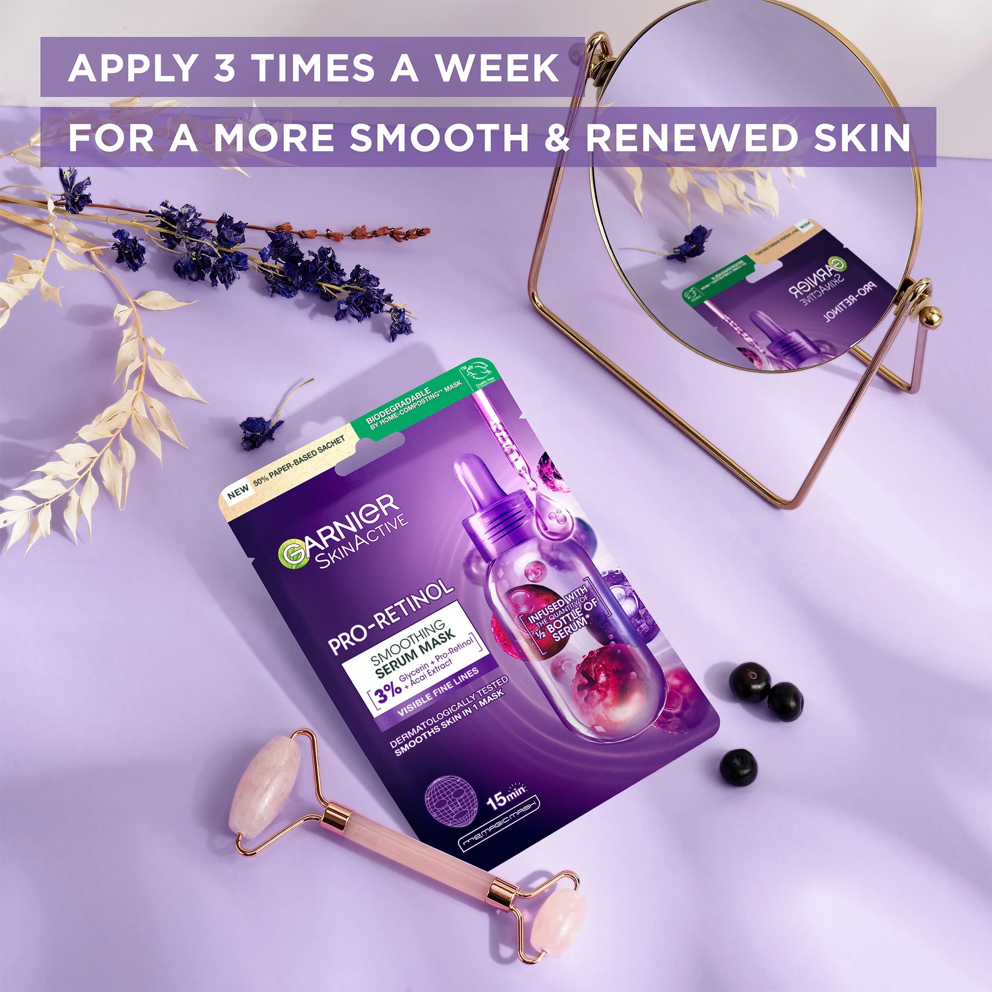 8 Garnier SkinActive Smoothing Serum Mask 28g - Glycerin, Pro-Retinol and Acai Extract, 8 of 9