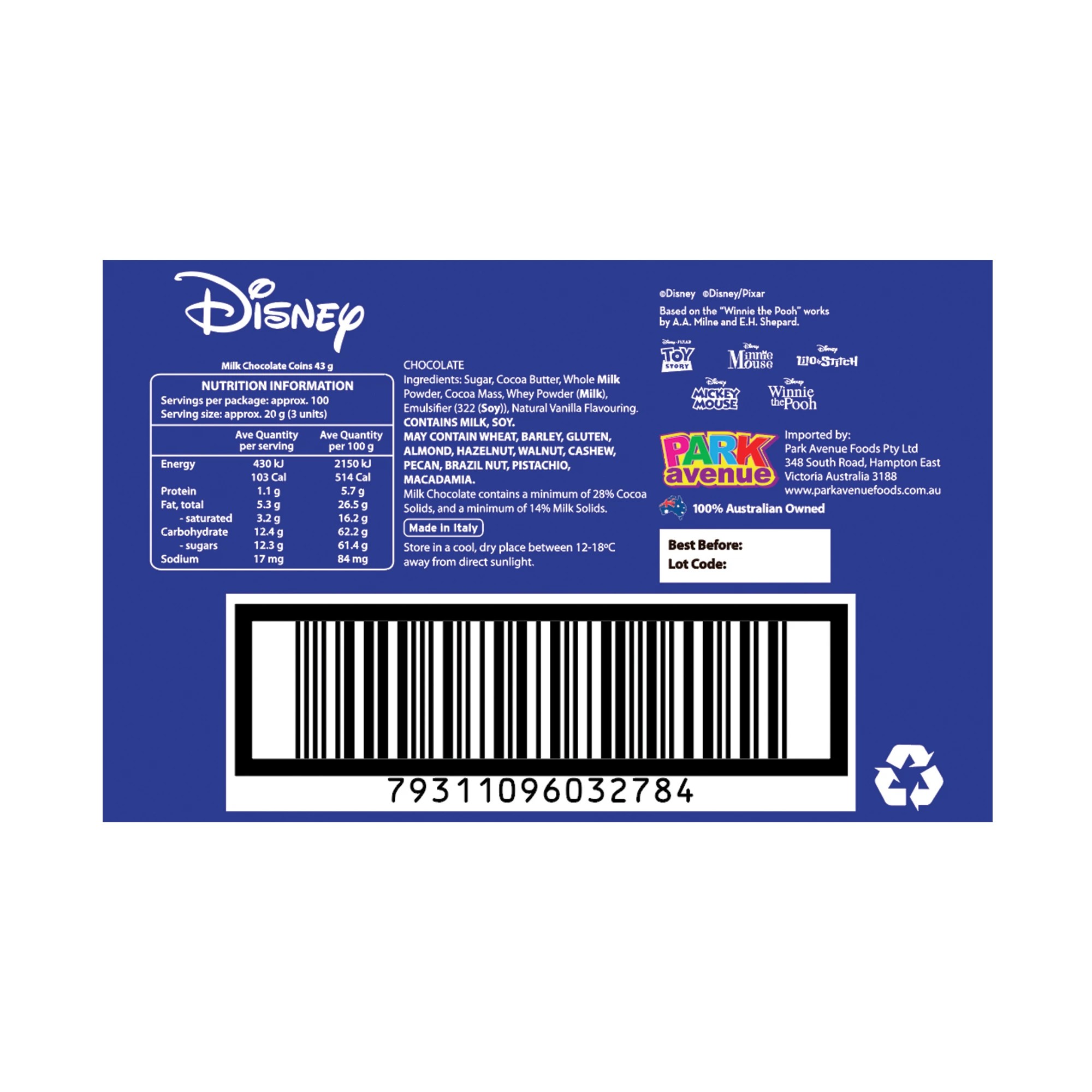 2 5 Pack Park Avenue Disney Milk Chocolate Coins 43g - Assorted, 2 of 4