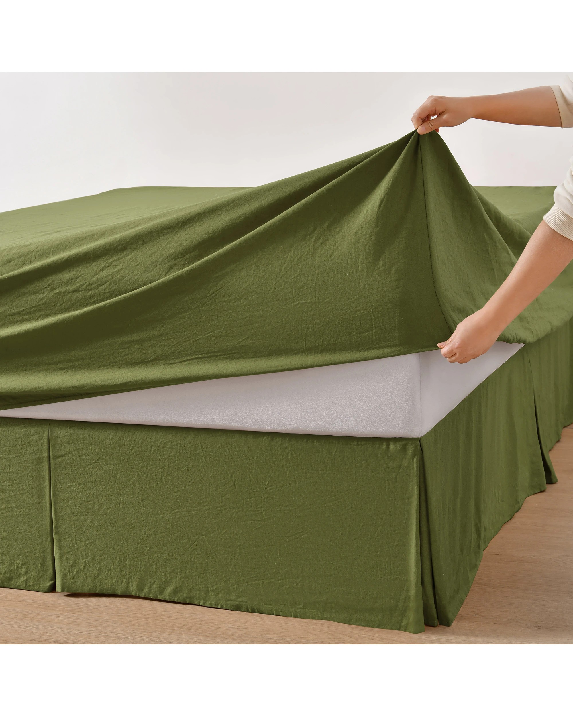 4 Dreamaker Linen Cotton Sheet Set - Double Bed - Olive, 4 of 9
