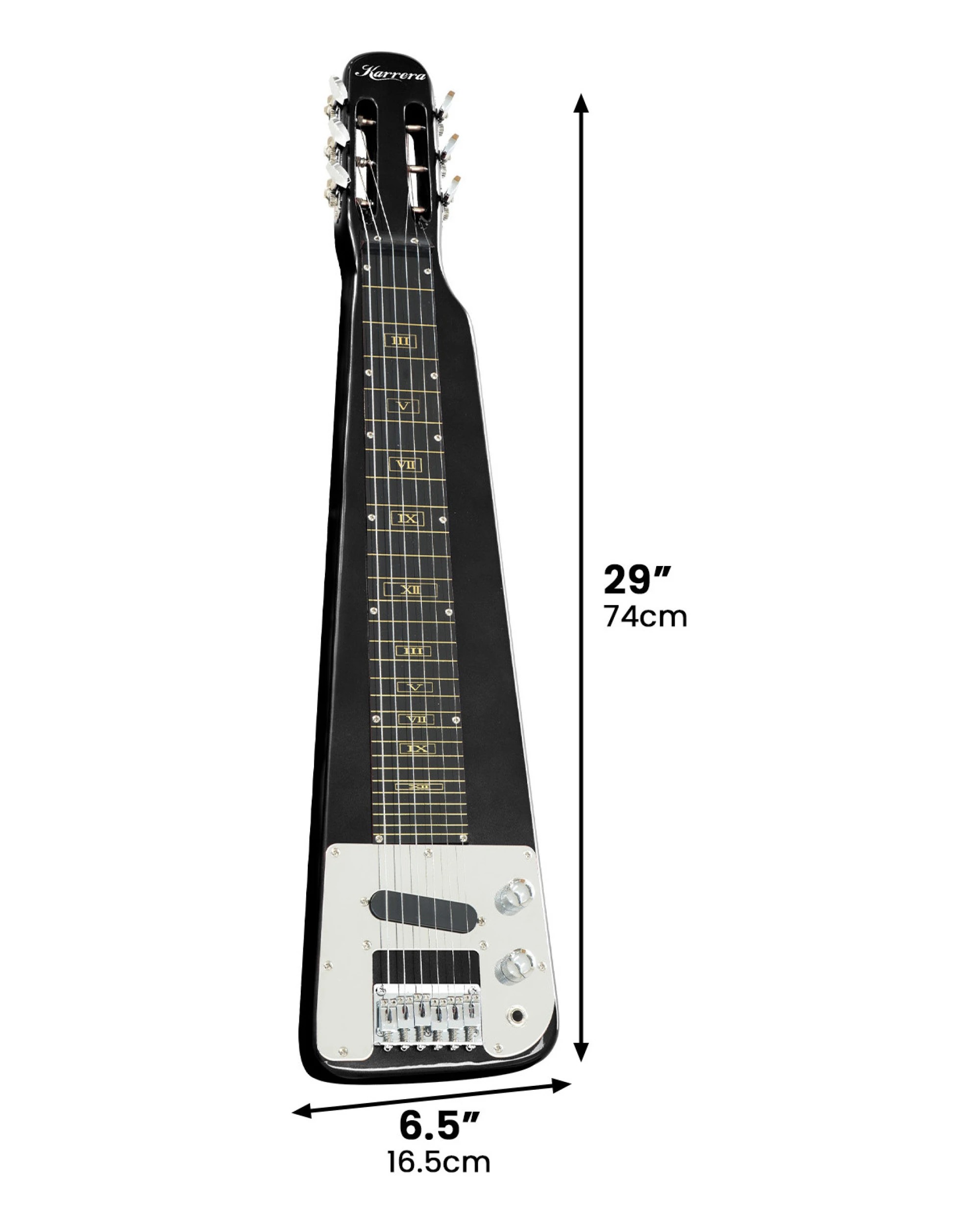2 Karrera 29in 6 String Lap Steel Hawaiian Guitar Music Instrument - Black, 2 of 7