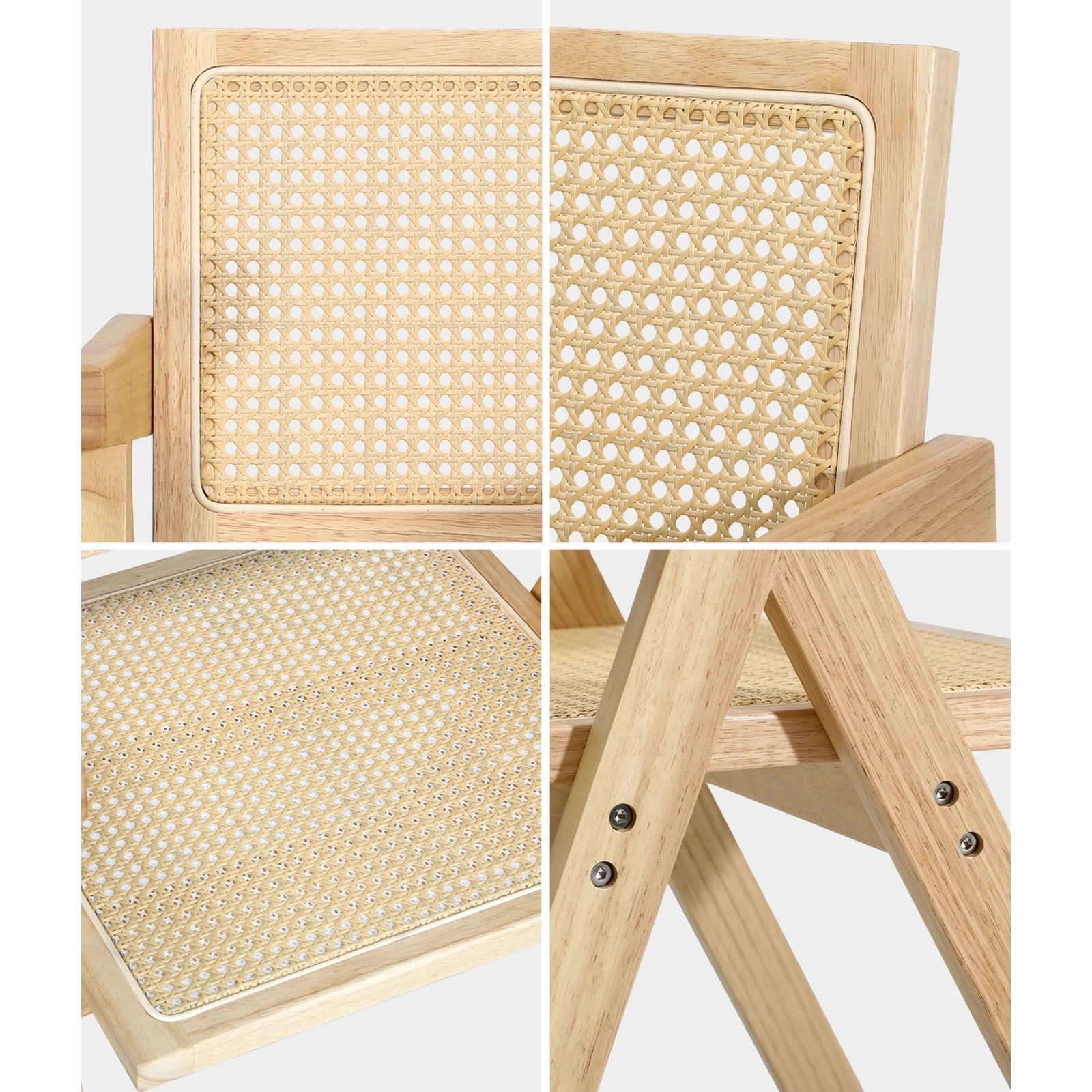 5 Oikiture 2x Dining Chairs Rattan Chair Wooden Accent Chair
 - Natural, 5 of 10