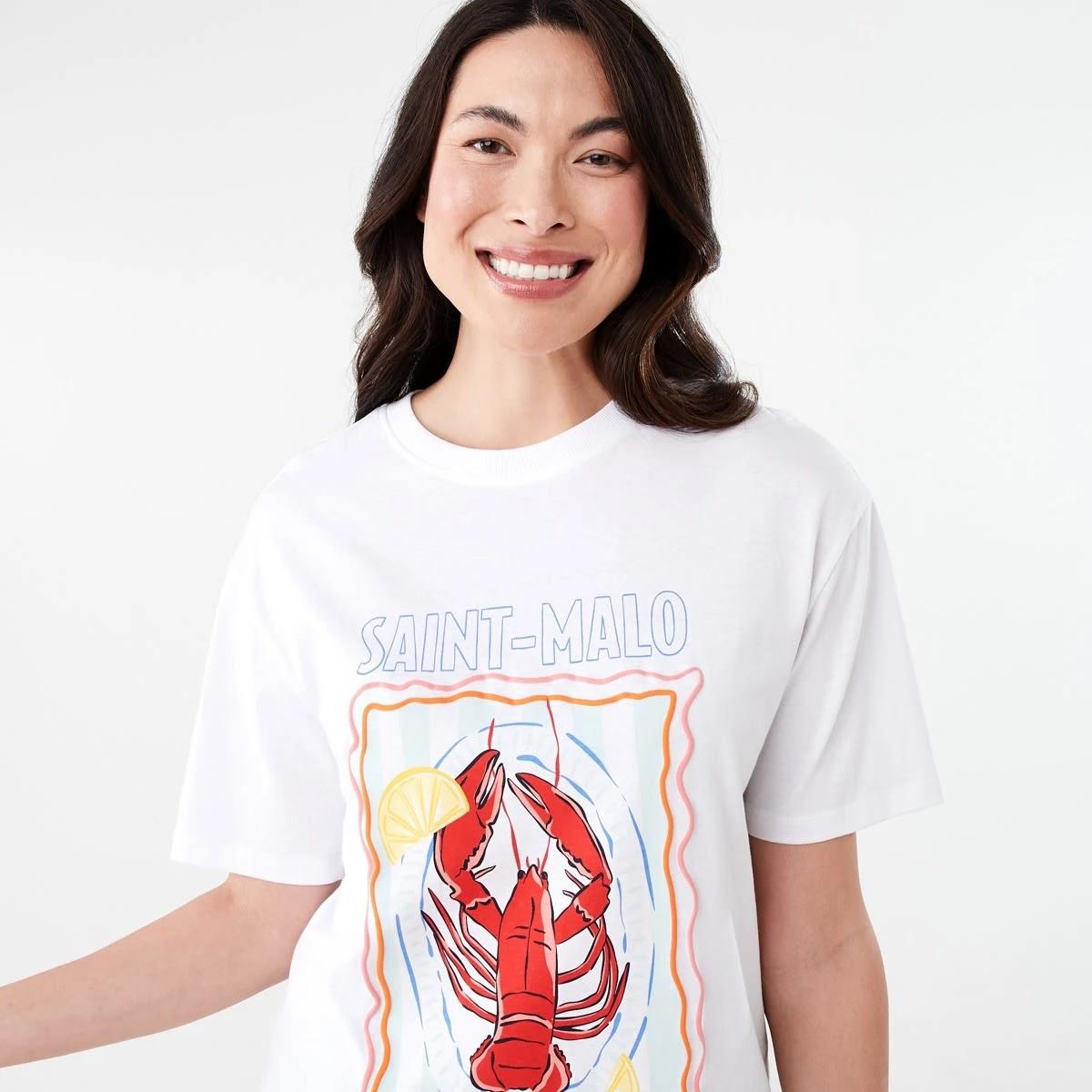 4 Short Sleeve Oversized Boyfriend T-shirt SAINT MALO WHITE, 4 of 5