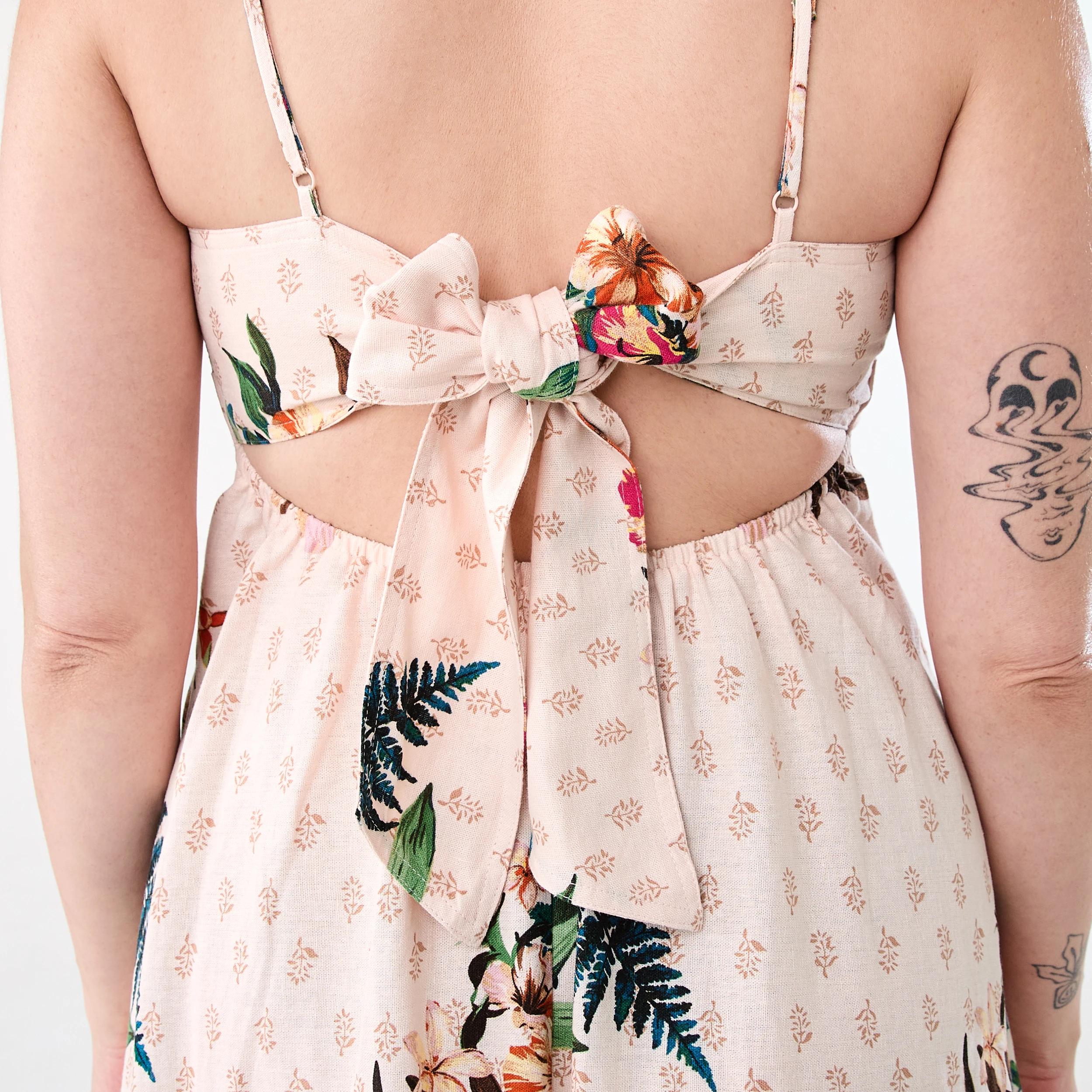 8 Sleeveless Tie Back Midi Dress Boho Trop, 8 of 8