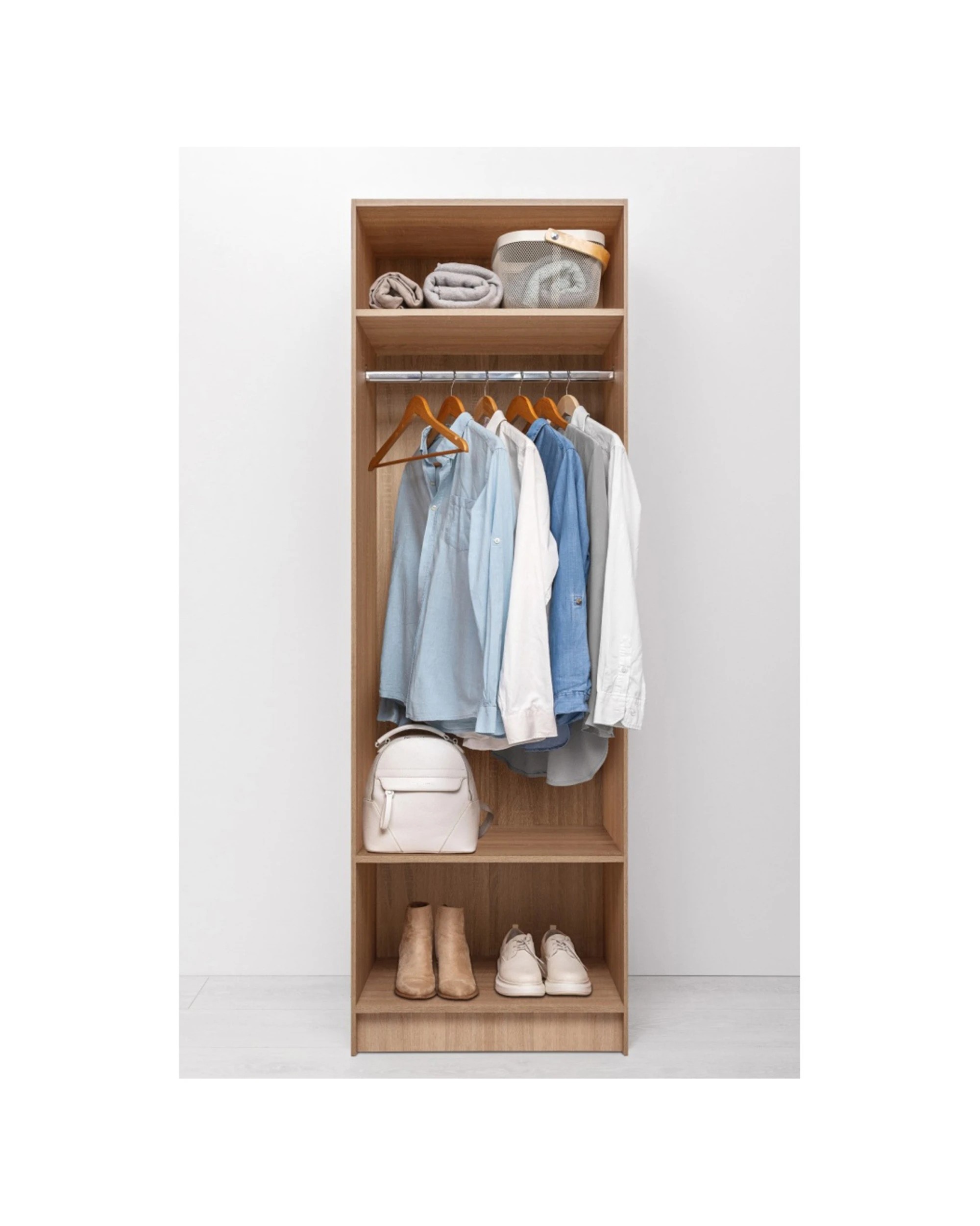 2 European Cabinetry Malmo Walk In Wardrobe 2 Shelf Hanging Module Oak - Natural, 2 of 4