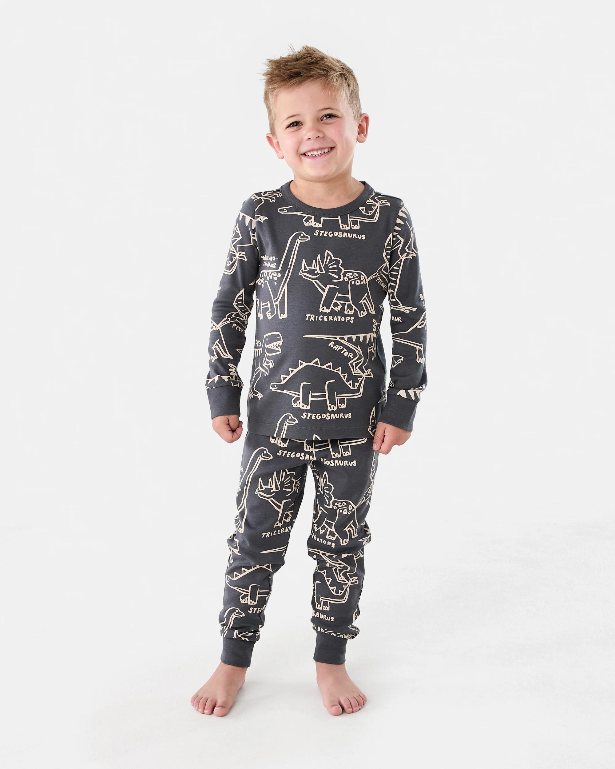 1 Rib Pyjama Set Gry Dino, 1 of 5