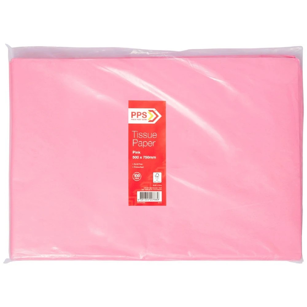 2 PPS Tissue Paper 500 x 750mm 100 Pack Pink, 2 of 2