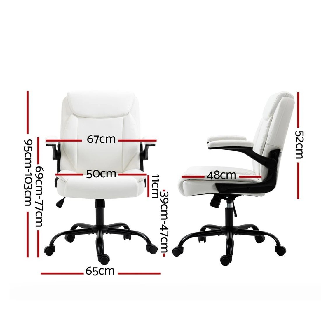 2 Artiss Executive Office Chair Mid Back - White, 2 of 7