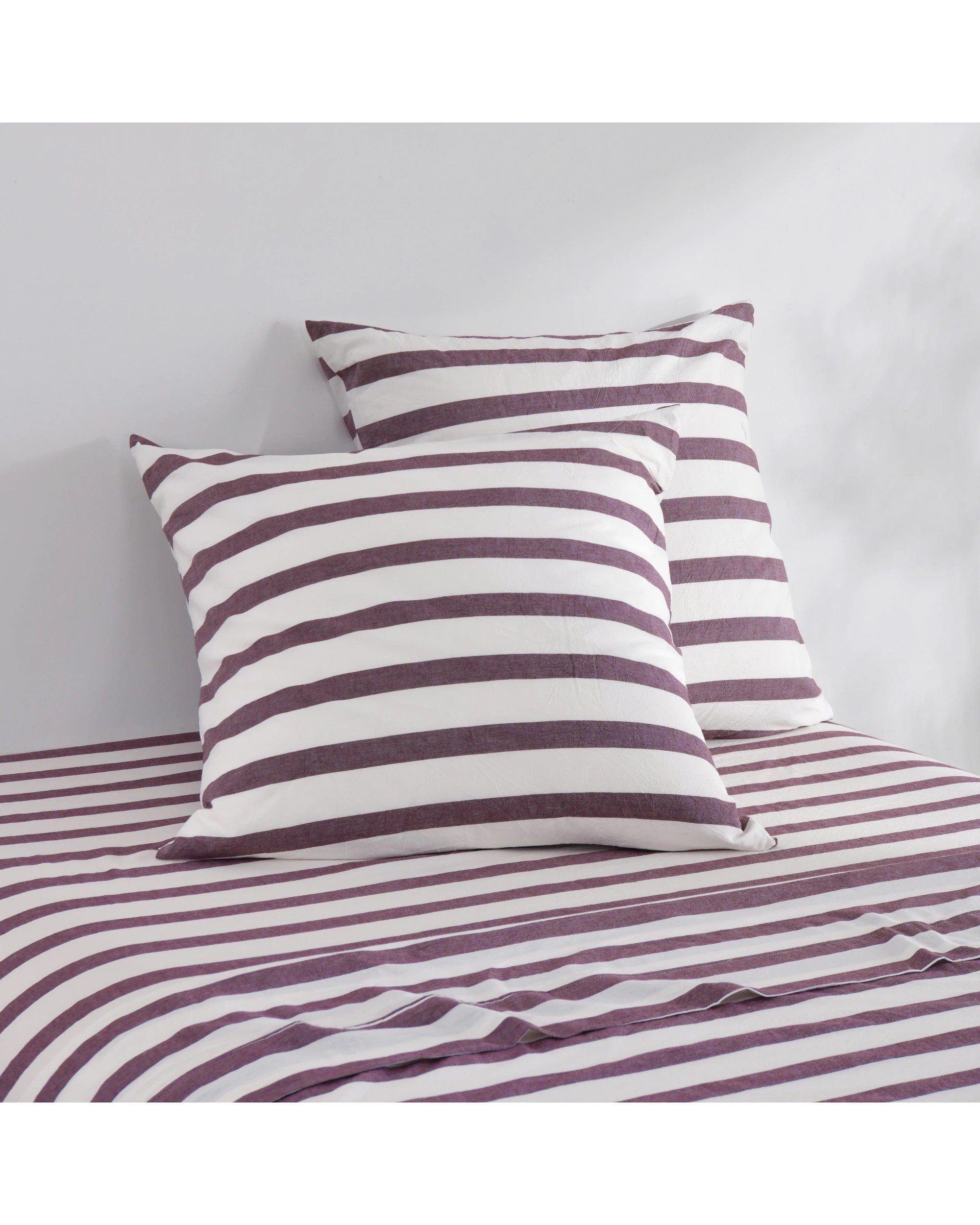 1 Dreamaker Twin Pack Cove Yarn Dyed Washed Cotton Striped Standard Pillowcase - Plum, 1 of 6