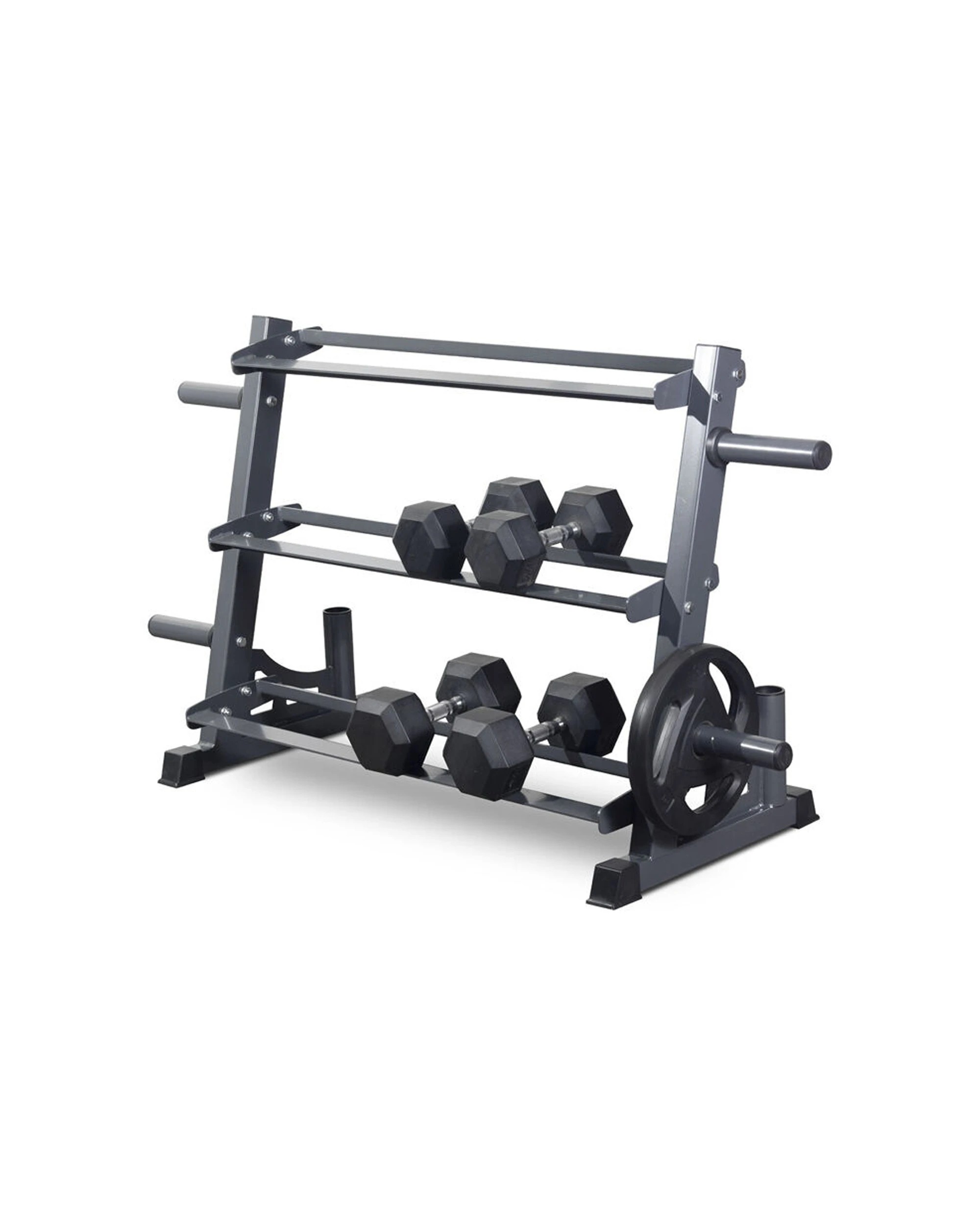 4 Bodyworx 3-Tier Weight Plate Dumbell Holder Rack Home Gym Storage 159x88cm - Black, 4 of 4