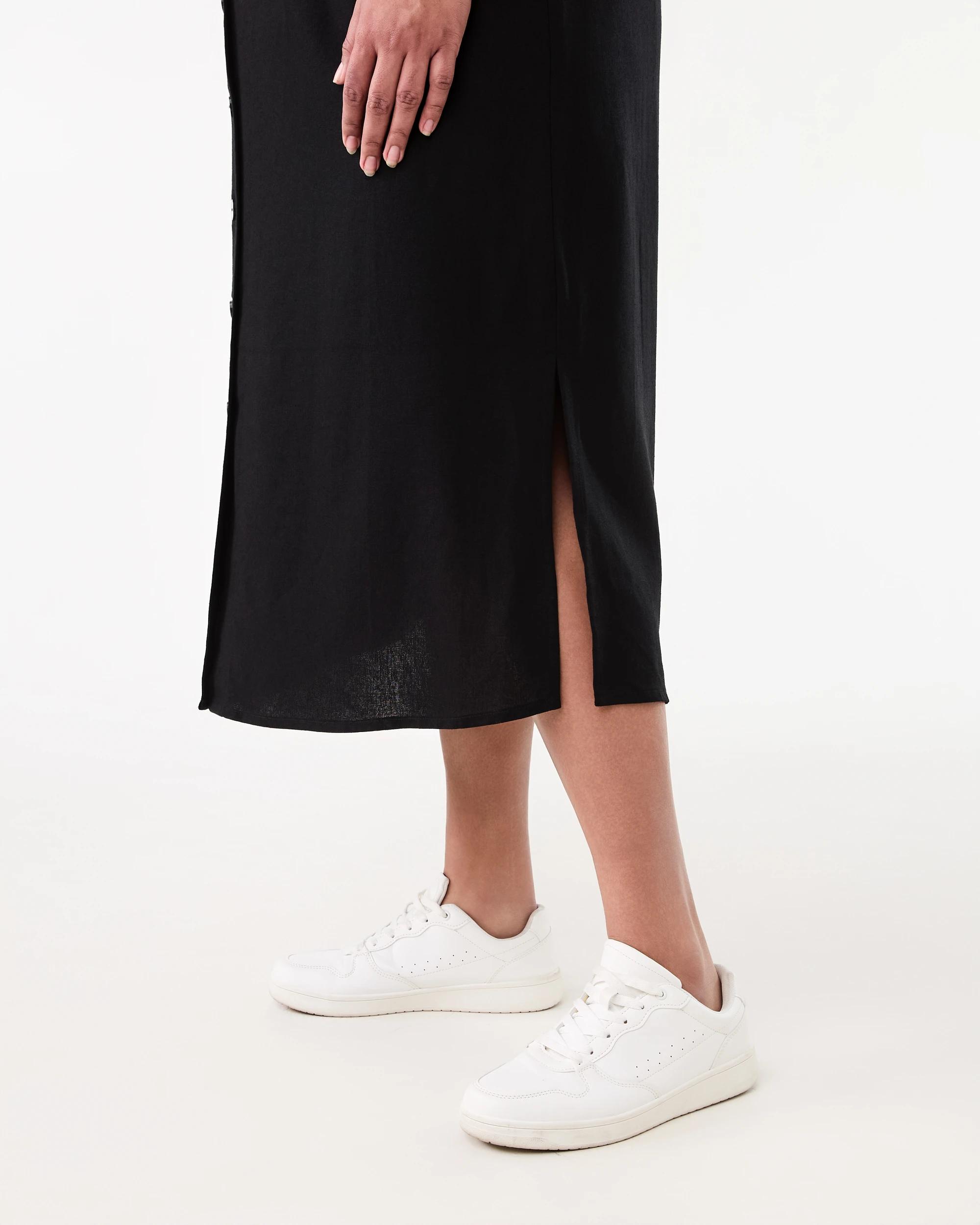 7 Curve Sleeveless Button Through Midi Dress Black, 7 of 7