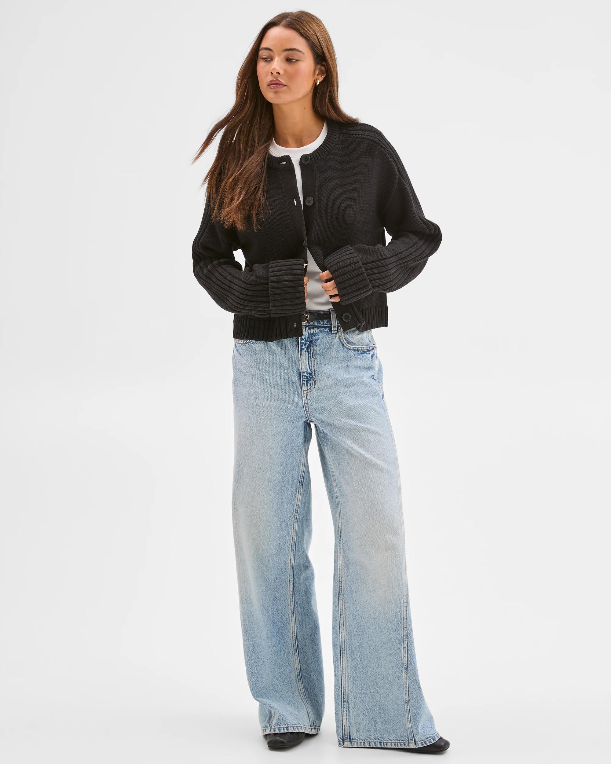 4 Lily Loves Australian Cotton Blend Knit Cardigan BLACK, 4 of 7