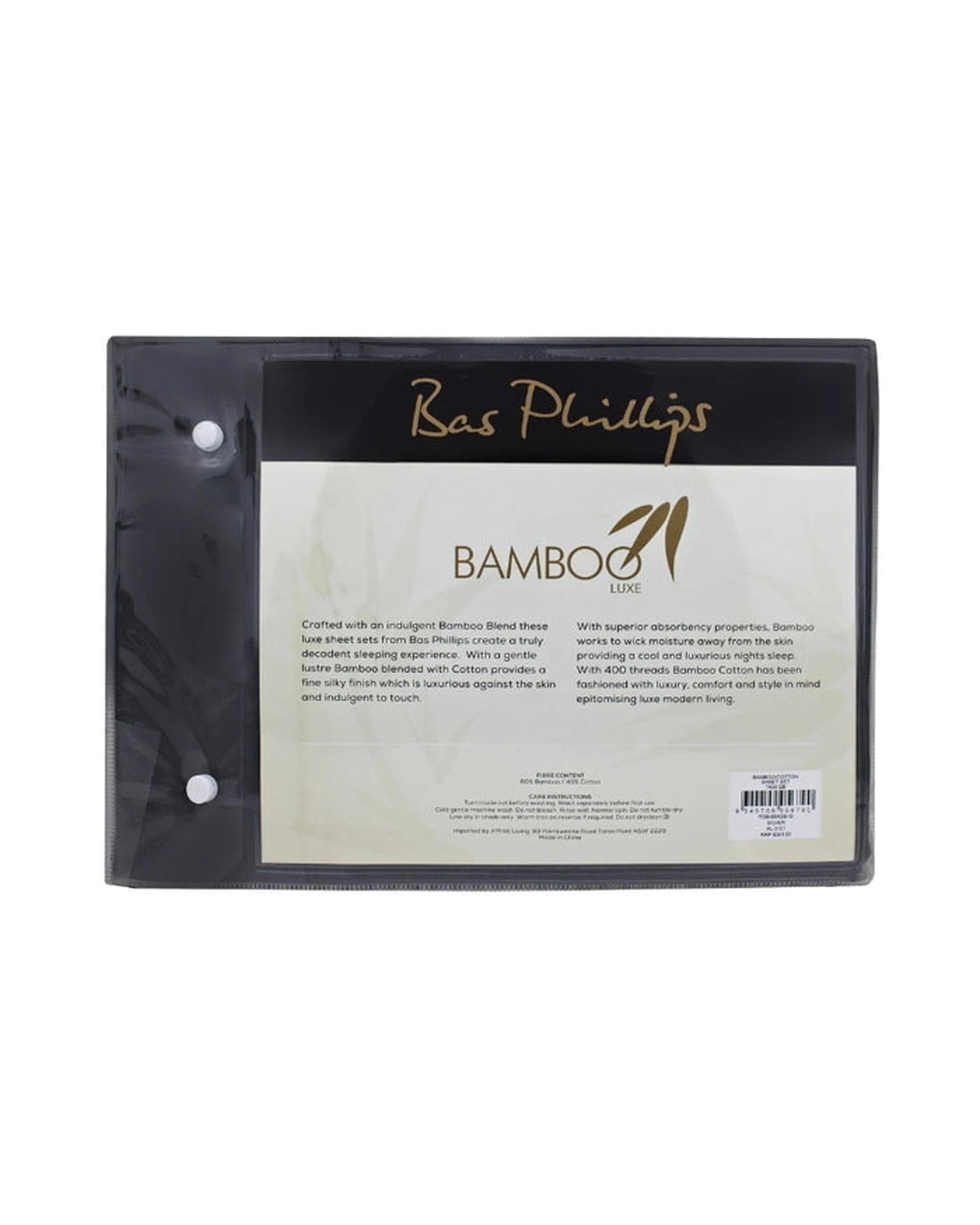4 Bas Phillips Bamboo & Cotton 400Tc Blend Sheet Set - Queen Bed - Charcoal, 4 of 4