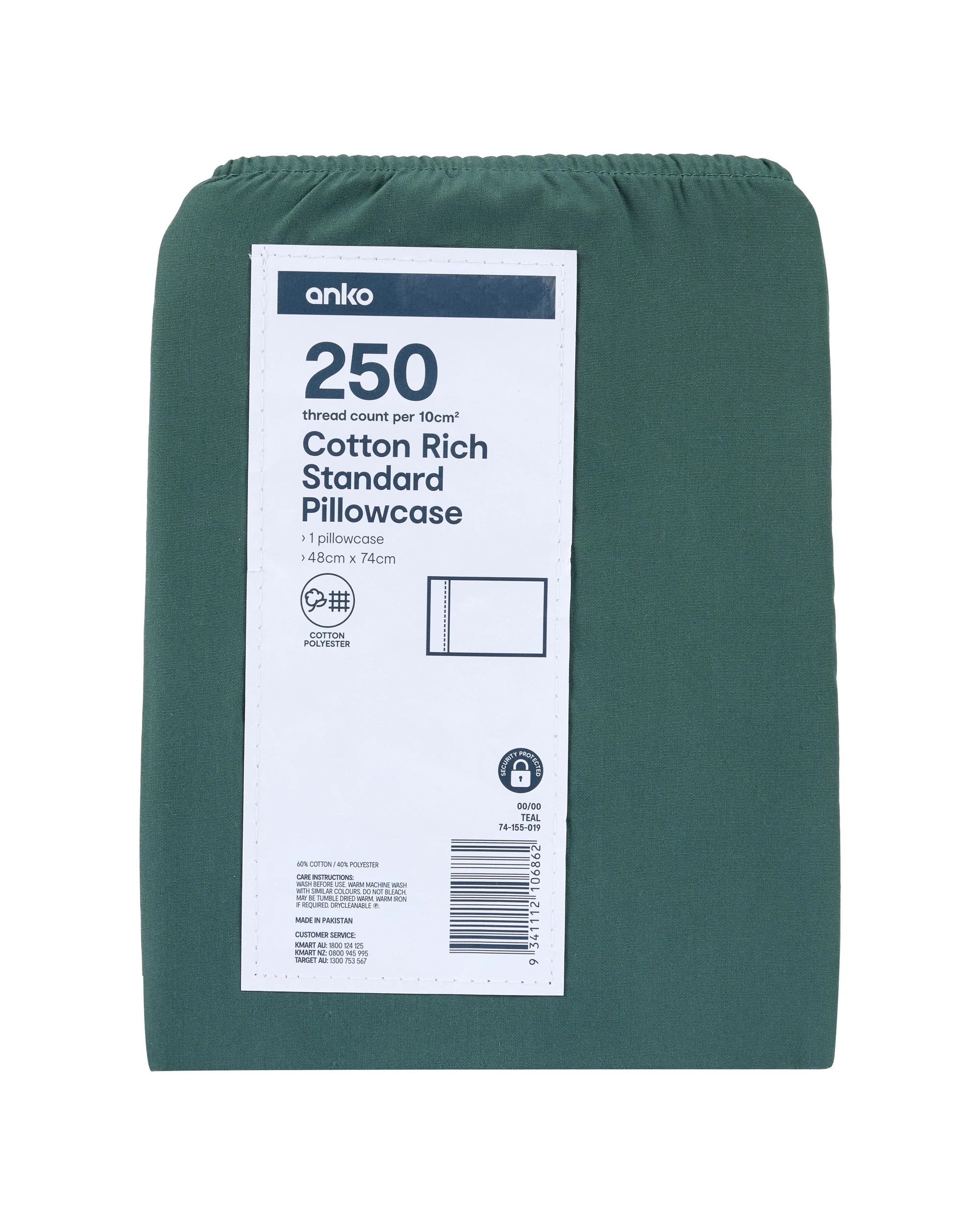 5 250 Thread Count Cotton Rich Standard Pillowcase - Teal, 5 of 5