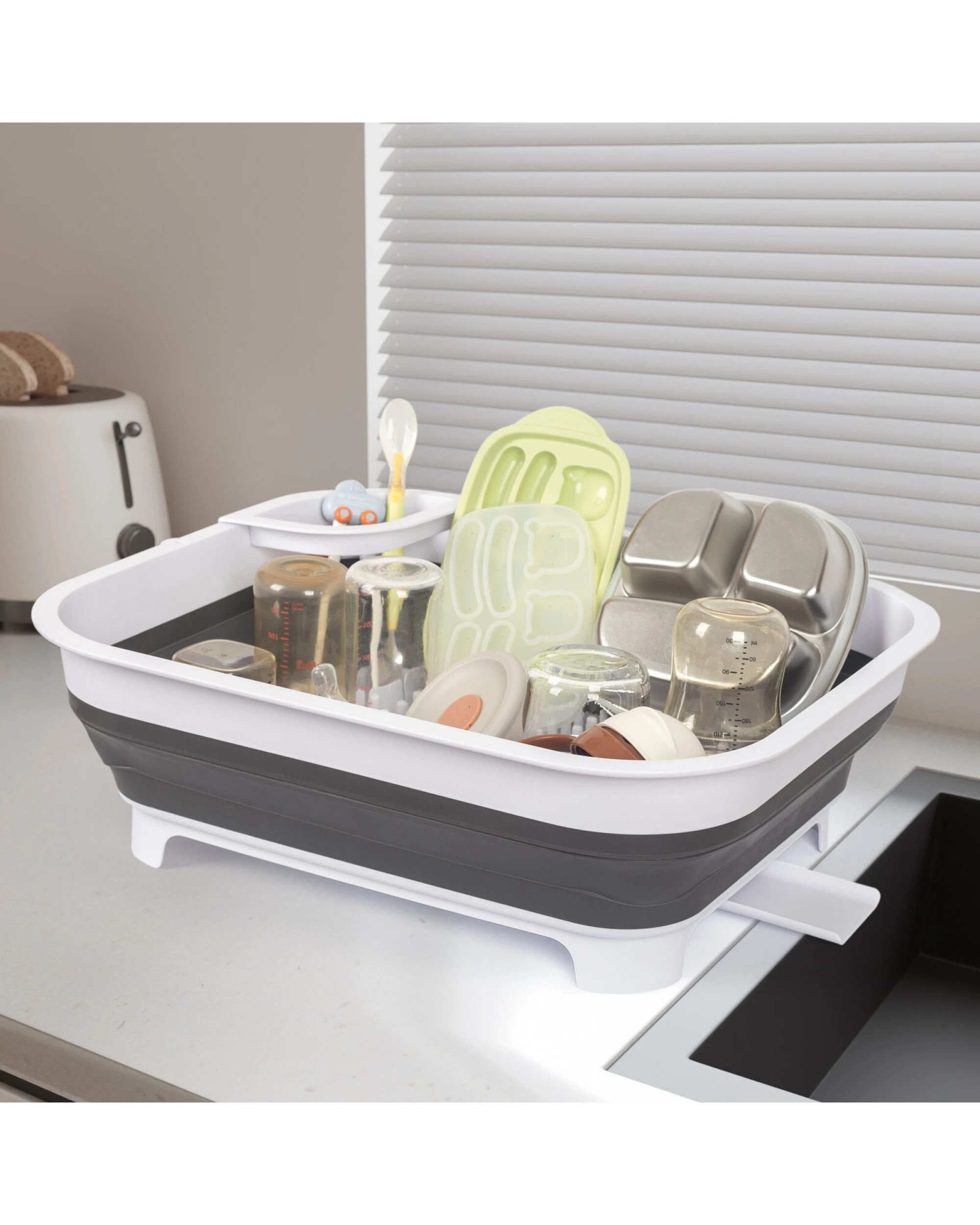3 Hacienda Collapsible Dish Rack with Utensil Section Space-Saving Drying Rack for Compact Kitchens & Camping, 3 of 9