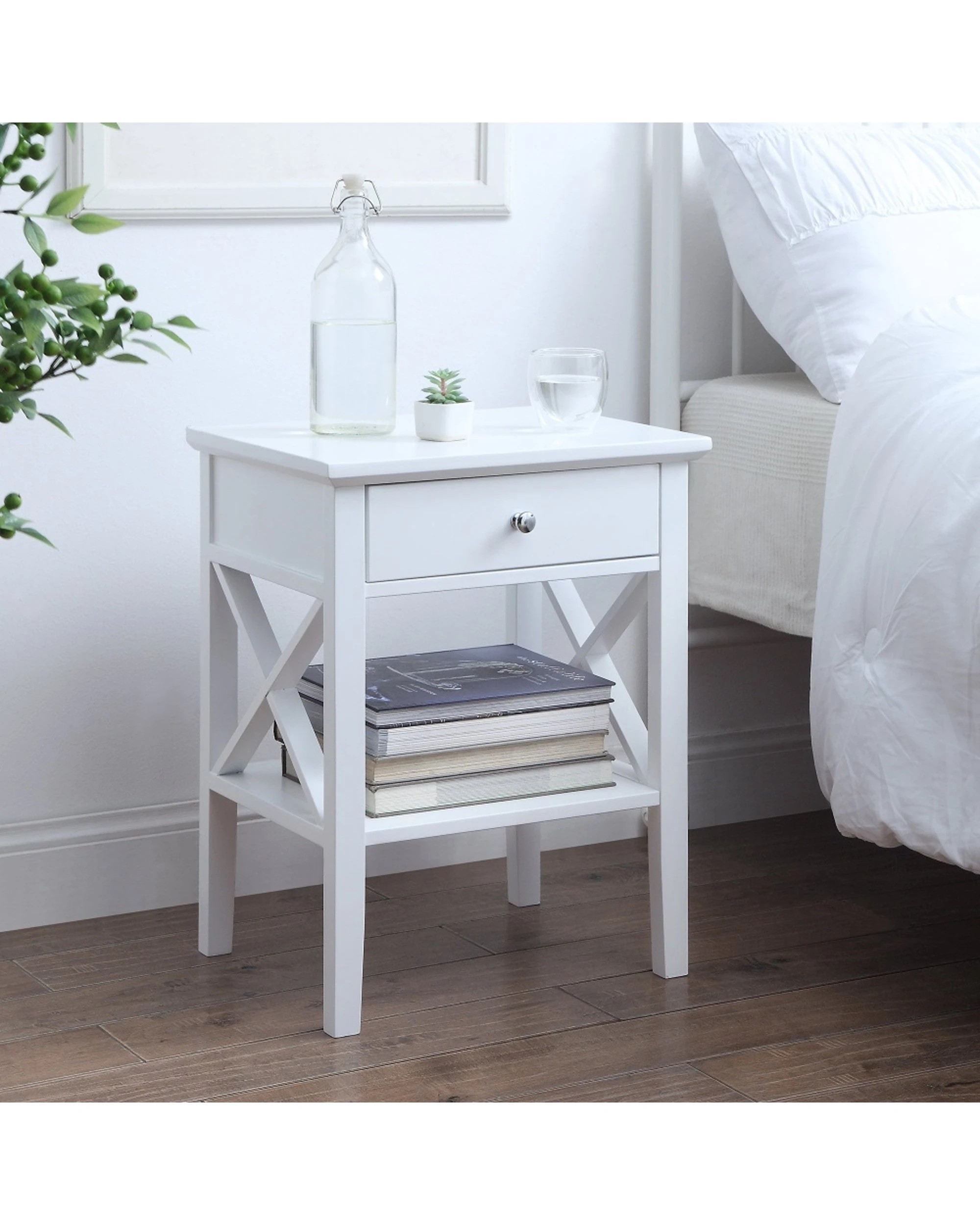 6 Alpine Bay Long Island 1 Drawer Side Table Interior Decor Classic Design 45x35x60.3cm - White, 6 of 7