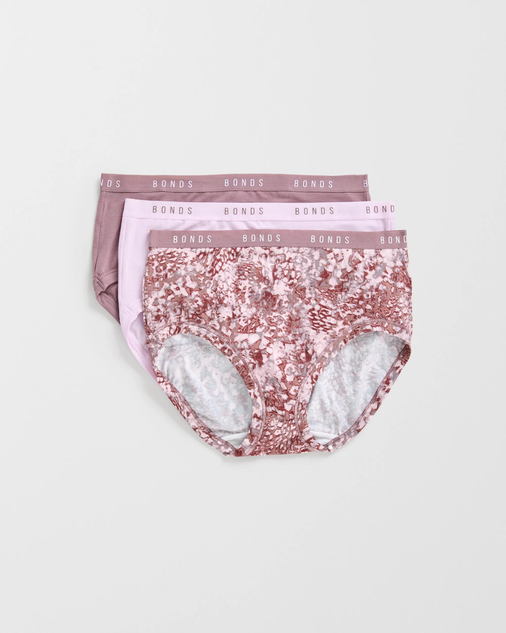 1 Bonds Cottontails 3 Pack Full Briefs WILD HIDE/DUSTY LAVENDER/WILDEST DREAMS, 1 of 4