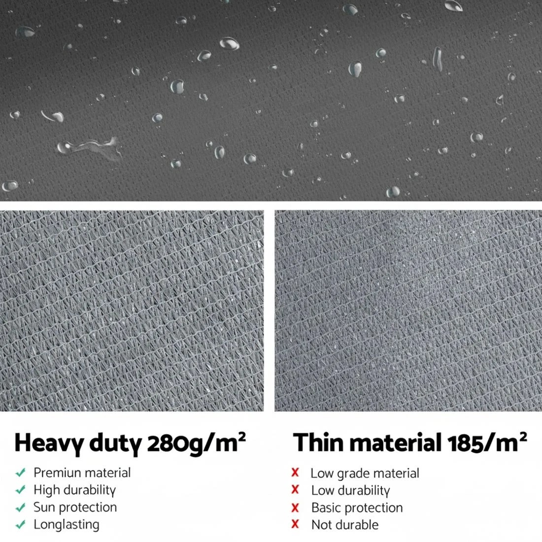 5 Instahut Shade Sail 6x6x6m Triangle 280GSM 98%  Shade Cloth - Grey, 5 of 6