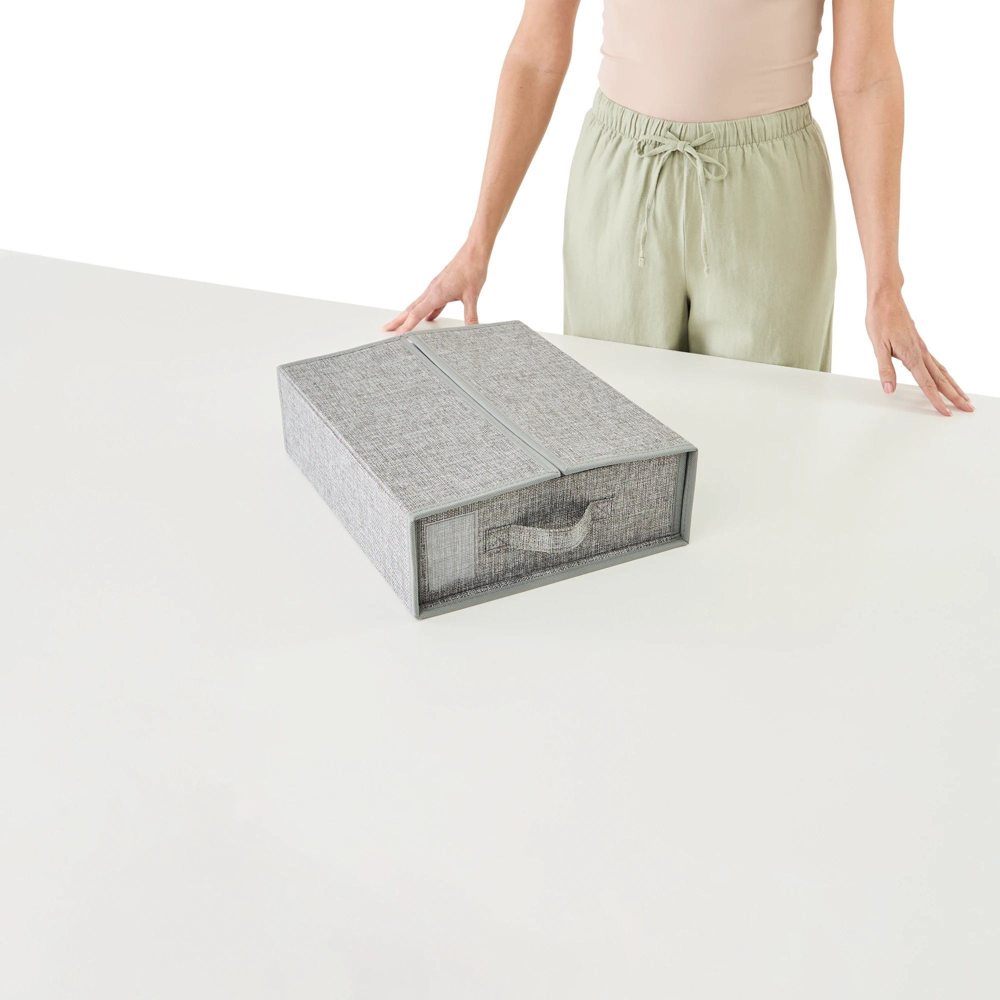 10 Linen Look Bed Linen Box - Charcoal, 10 of 10