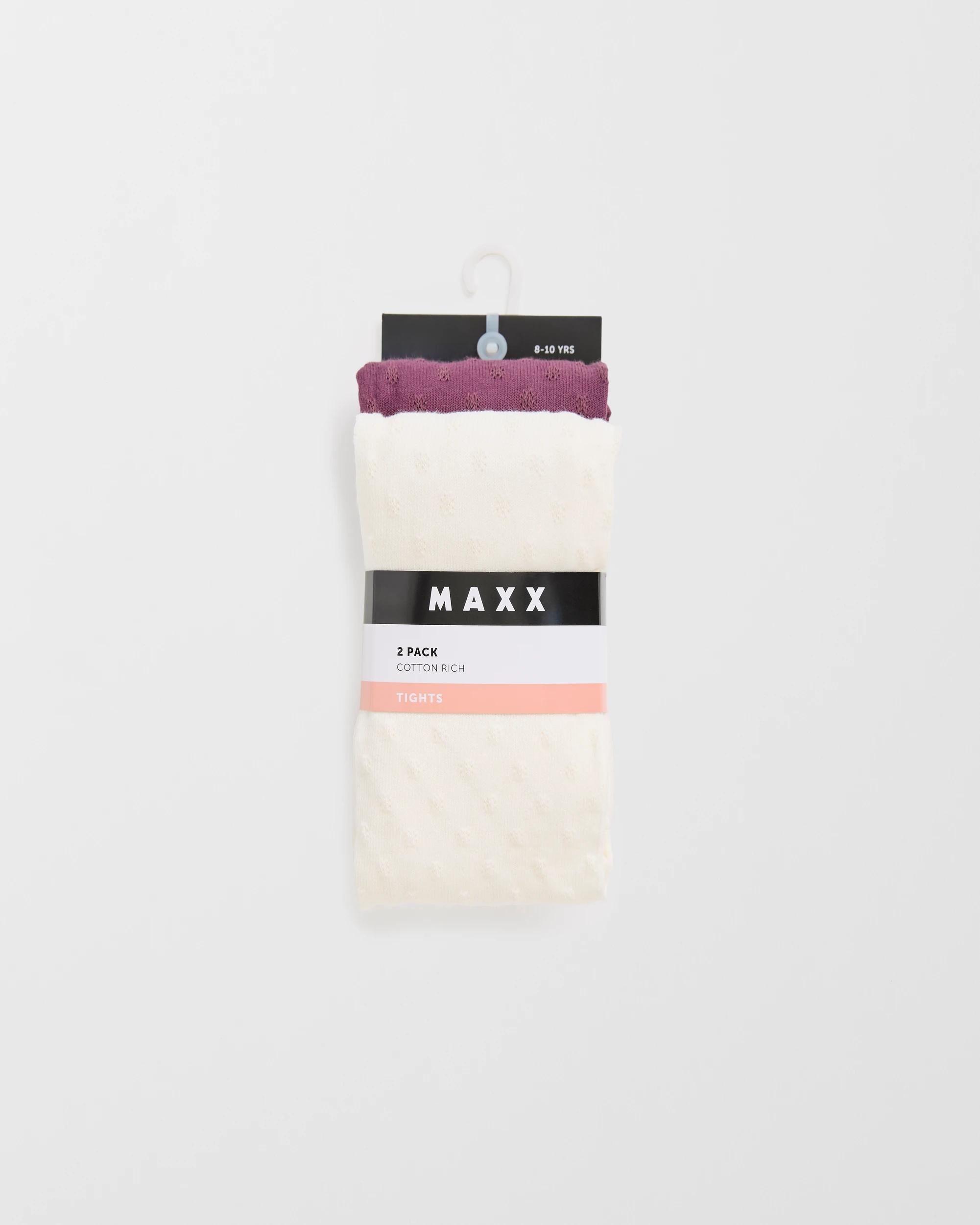 3 Target Kids Maxx Australian Cotton Blend 2 Pack Girls Casual Tights EGGPLANT, 3 of 3