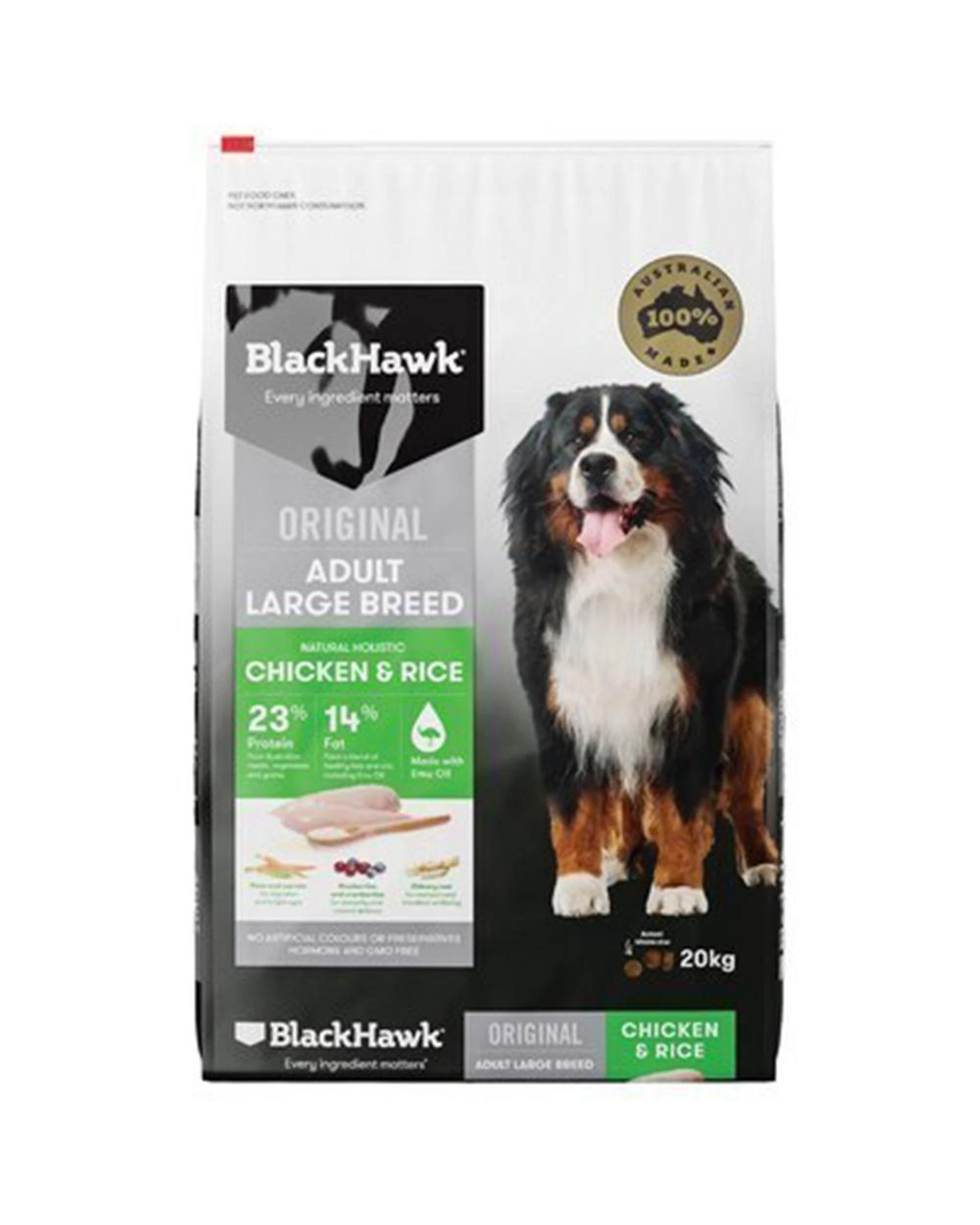 1 Black Hawk Adult Large Breed Chicken and Rice Dog Food 20kg, 1 of 1