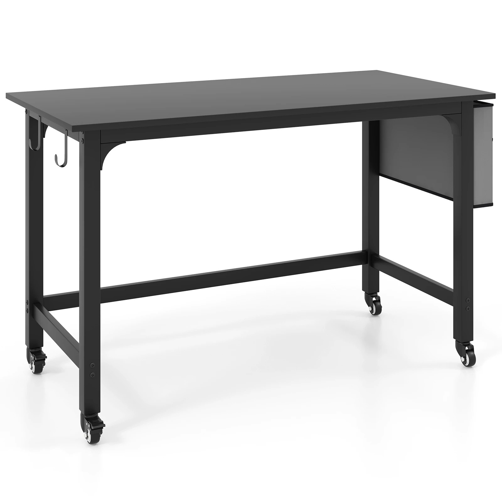1 Costway Rolling Computer Desk w/Detachable Fabric Bag Compact Writing Table - Black, 1 of 5