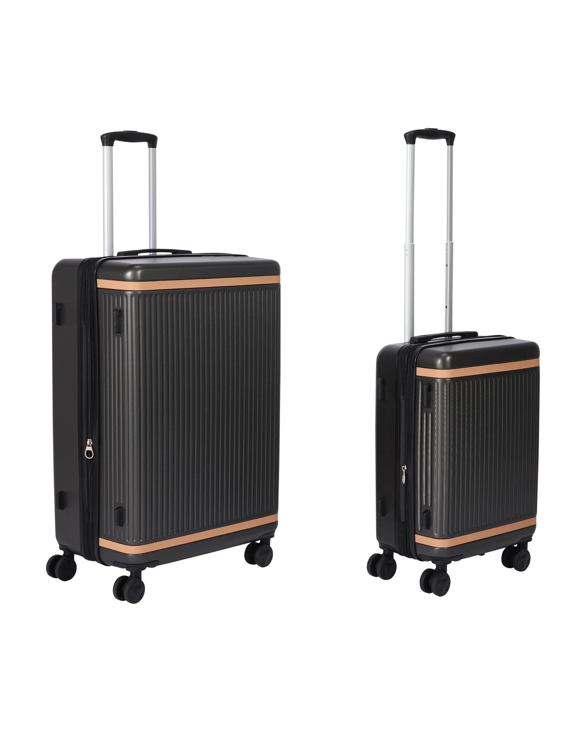 1 2 Piece Charcoal Beige Hard Case Set, 1 of 8