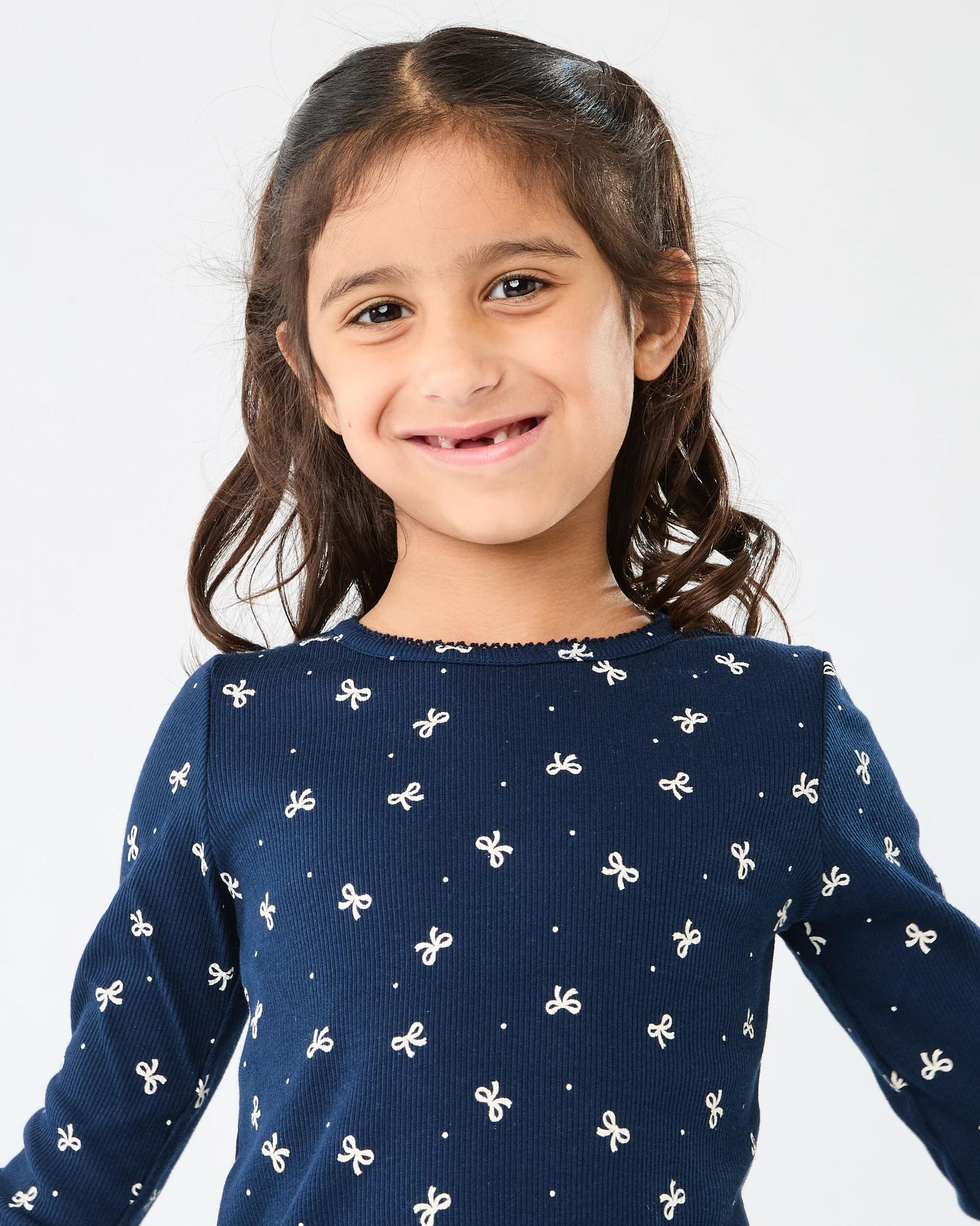 3 Long Sleeve Rib T-shirt Nvy Bow, 3 of 8