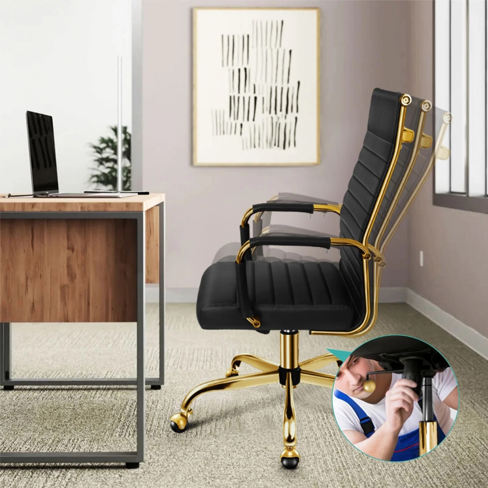 2 Alfordson Office Chair Padded Seat Ergonomic Executive Computer Study Gaming - Black, 2 of 10