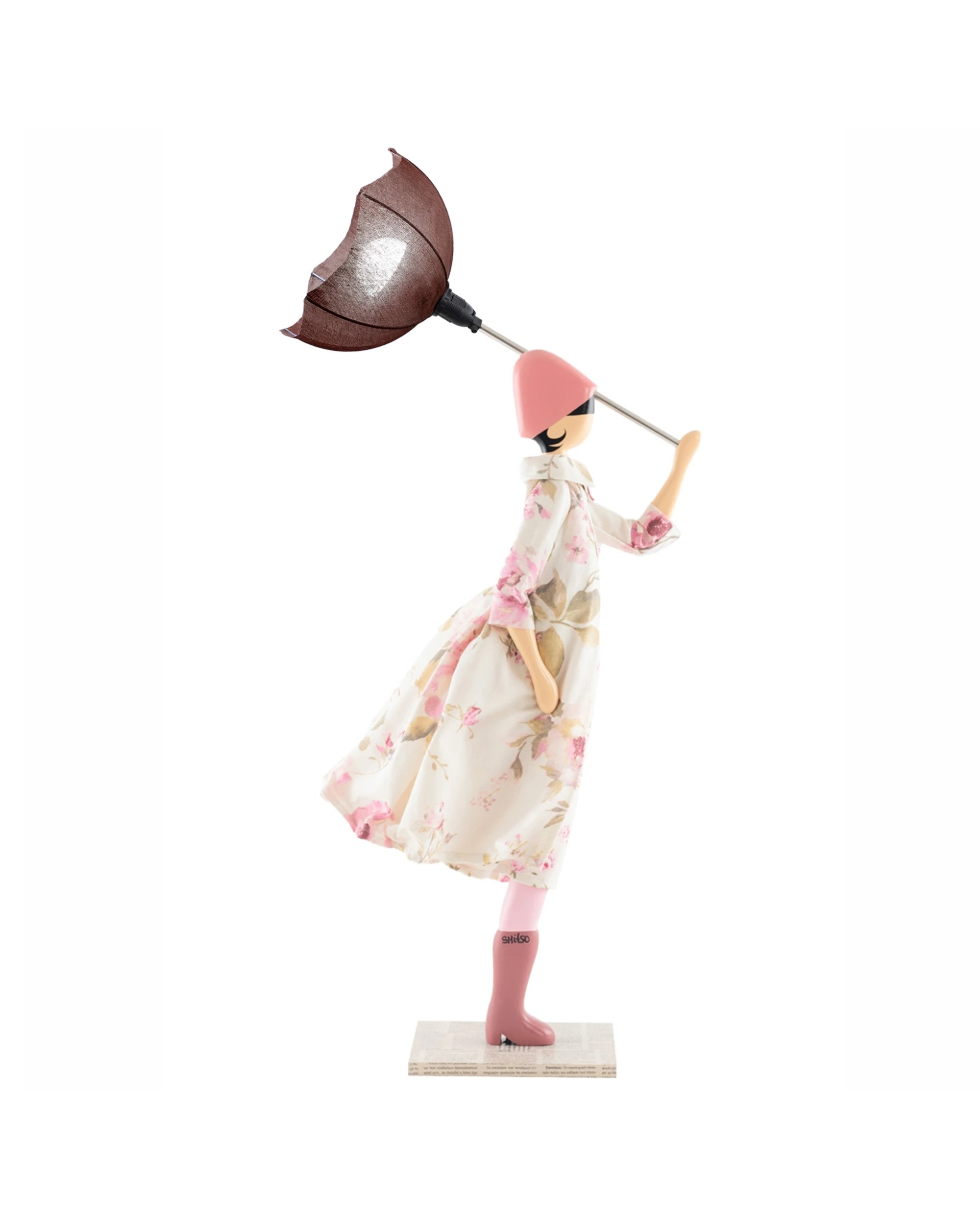 1 Skitso Girl Lamp Wooden Base Fabric Detailing Novelty Home Decor Accent Lamp - Natural, 1 of 4