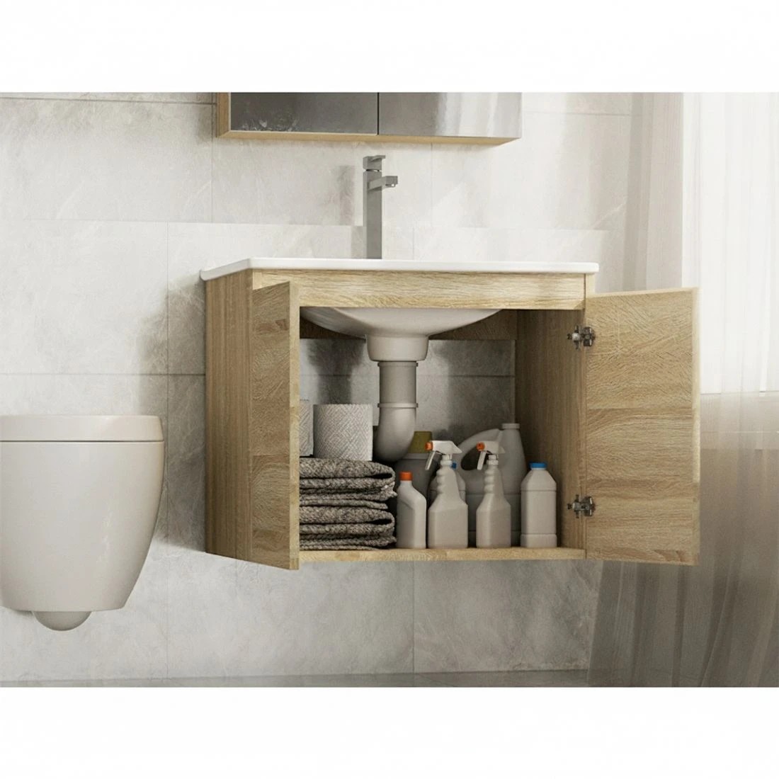 4 Cefito Vanity Unit 600mm with Basin - Brown, 4 of 7