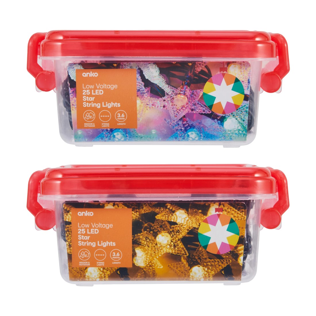 6 Low Voltage 25 LED Star String Lights - Assorted, 6 of 7