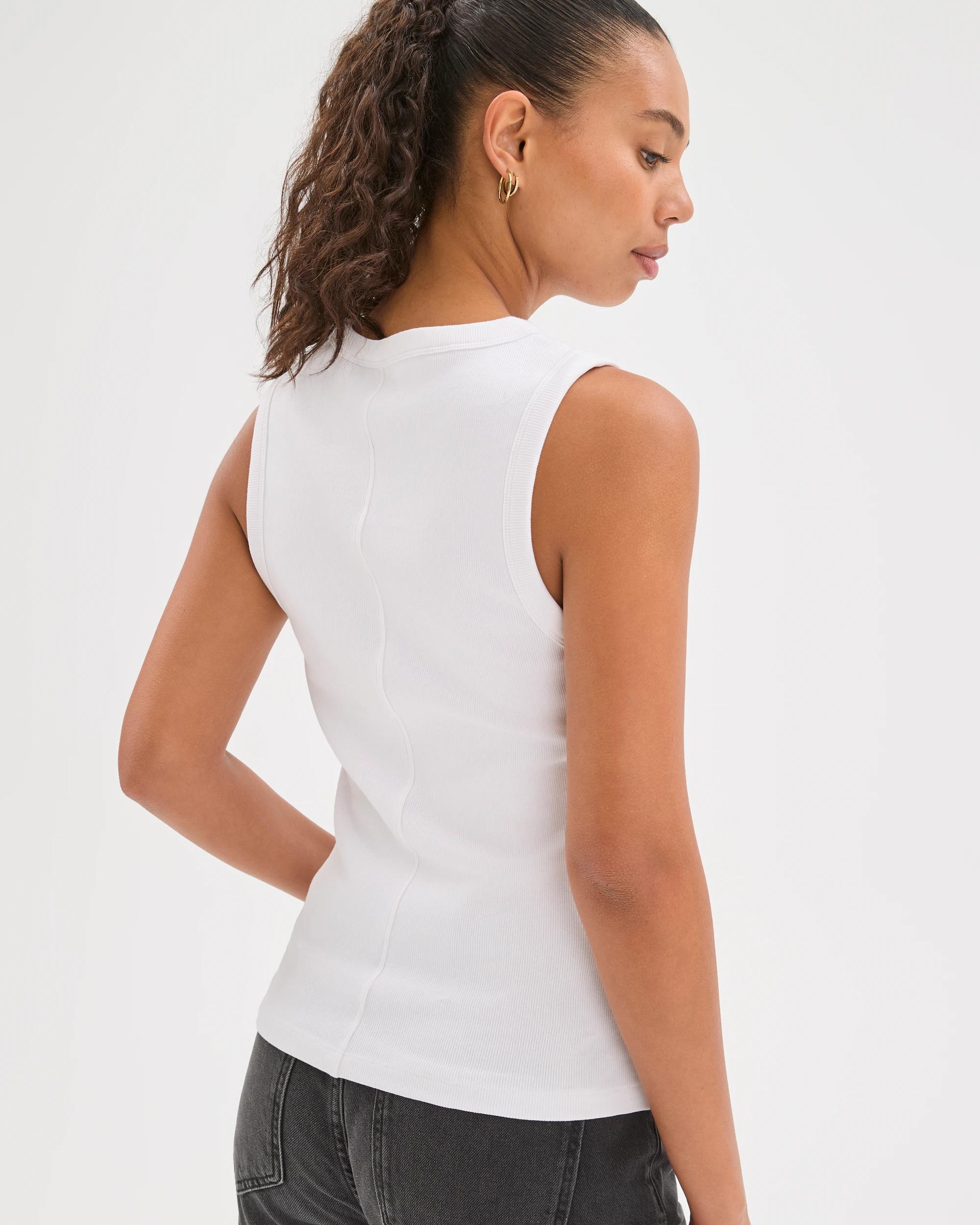 6 Target Woman Australian Cotton Ribbed Tank Top WHITE, 6 of 6