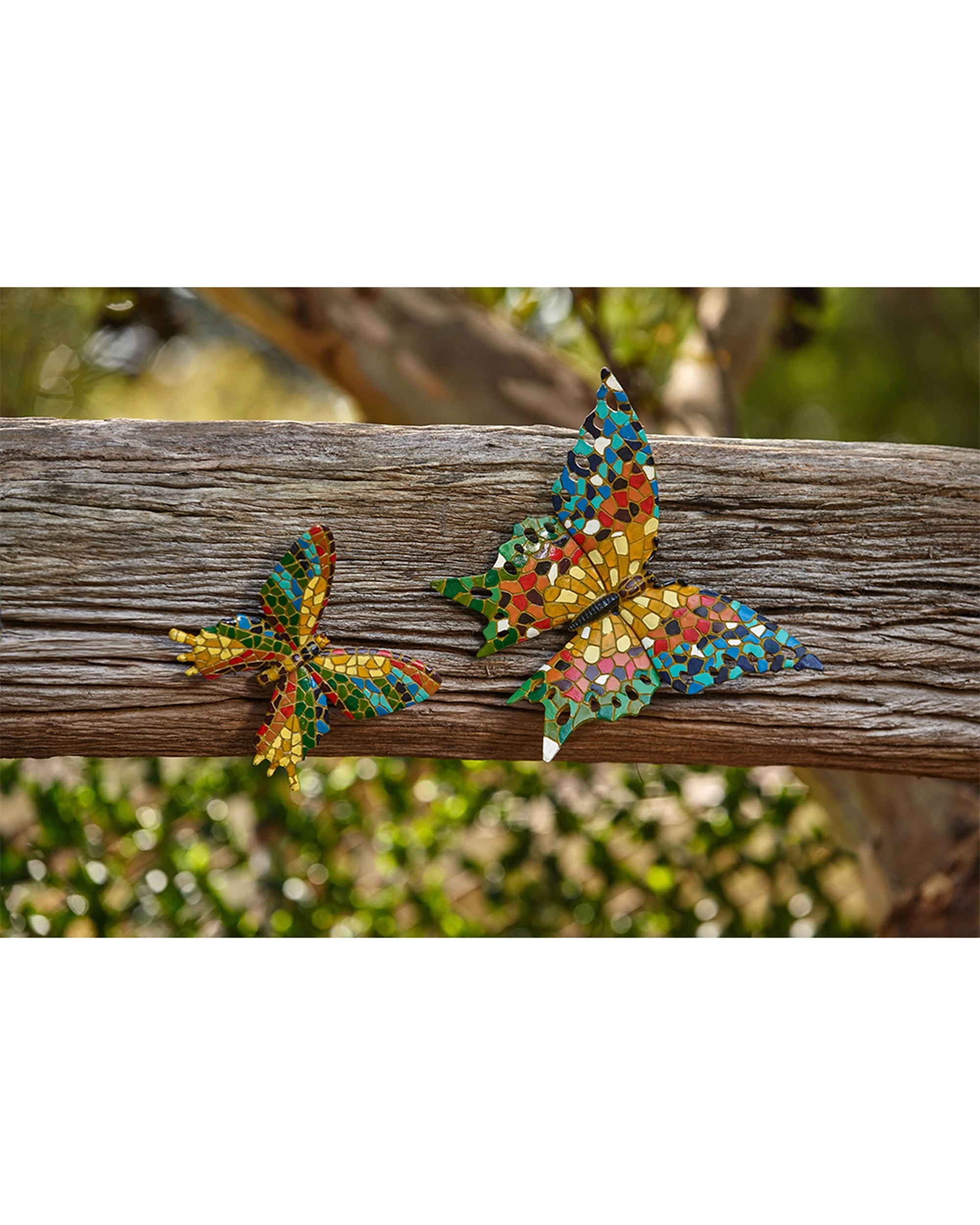 2 Alfresco Garden Polyresin 25cm Butterfly Mosaic Decor Large - Multi, 2 of 2