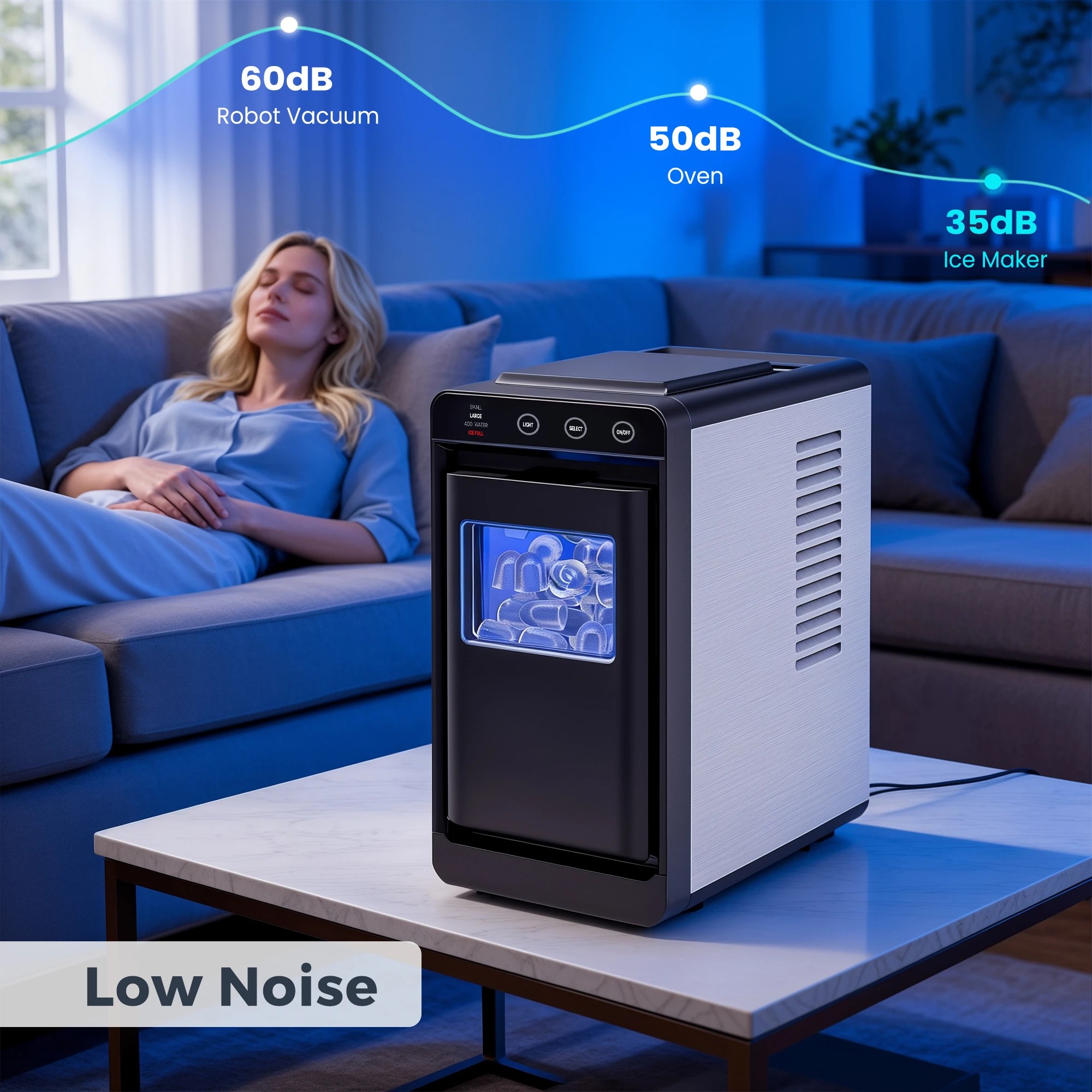 4 Advwin Bullet Ice Maker, 12kg Ice Maker Machine w/Self Cleaning, 4 of 7