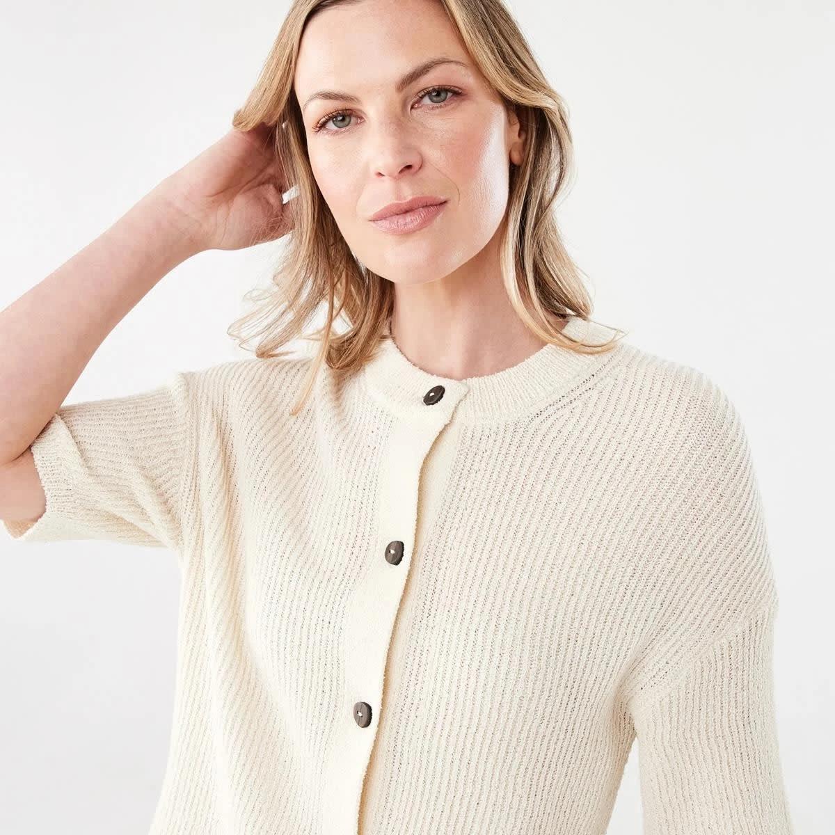 4 Short Sleeve Button Up Cardigan WHITE, 4 of 5